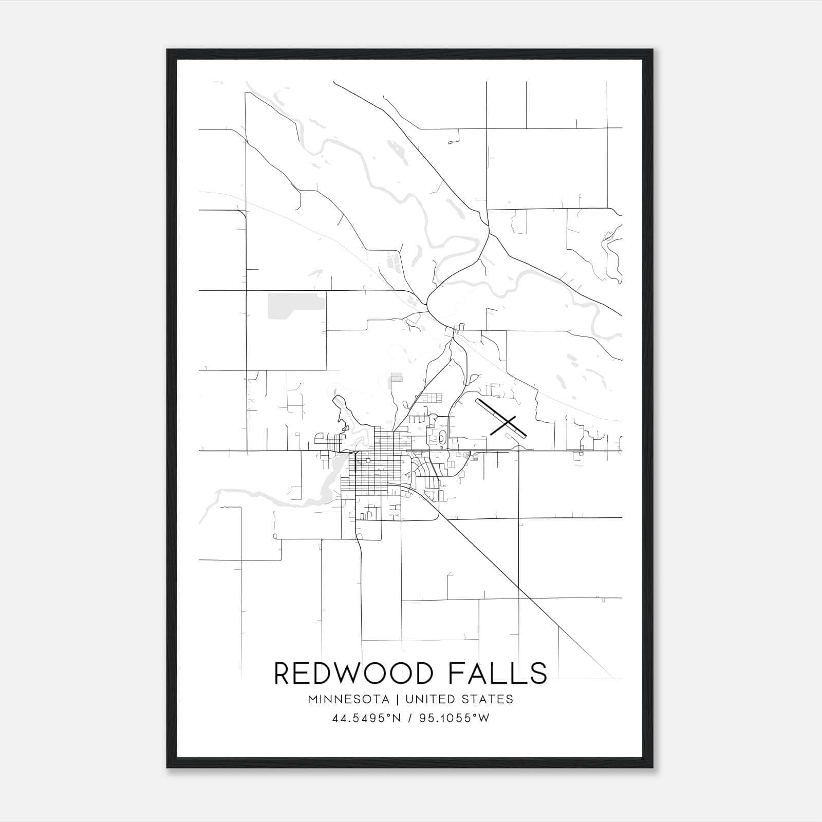 Redwood Falls Minnesota Map Poster, Modern Home Decor Wall Art Print Redwood Falls Minnesota Map Poster, Modern Home Decor Wall Art Print