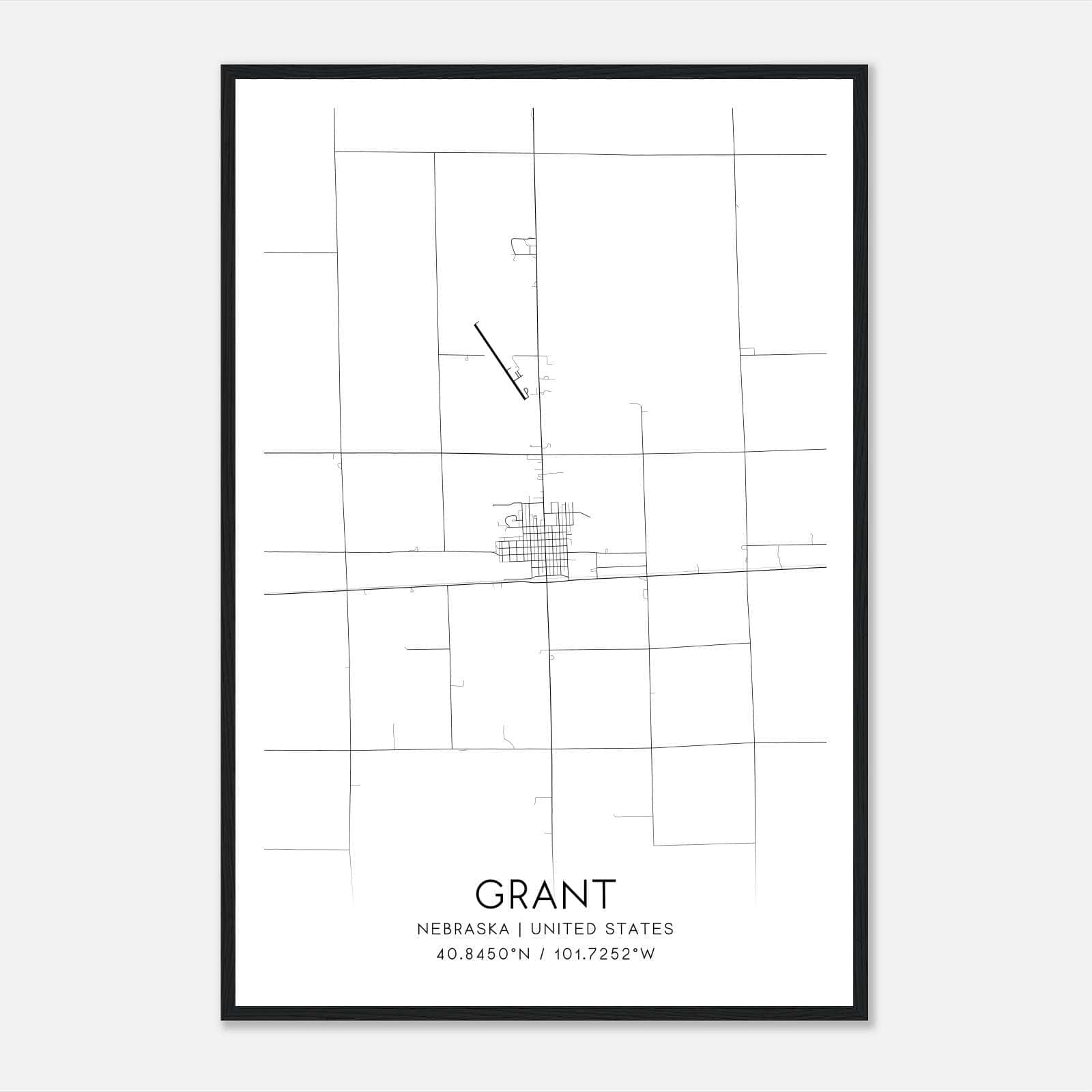 Grant Nebraska Map Poster, Modern Home Decor Wall Art Print Grant Nebraska Map Poster, Modern Home Decor Wall Art Print