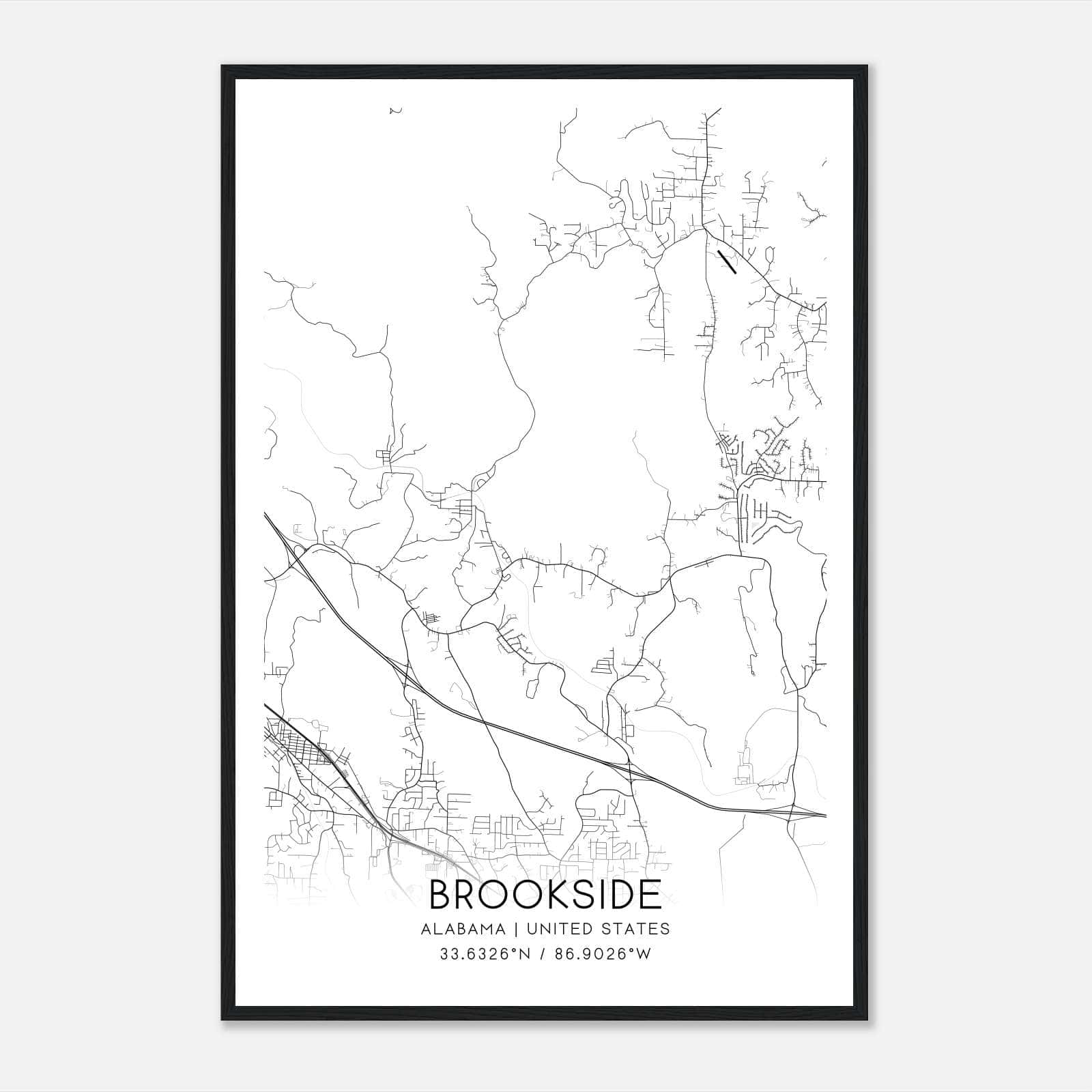 Brookside Alabama Map Poster, Modern Home Decor Wall Art Print Brookside Alabama Map Poster, Modern Home Decor Wall Art Print