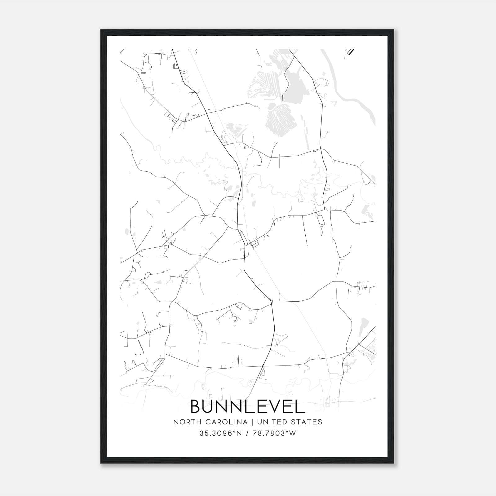 Bunnlevel North Carolina Map Poster, Modern Home Decor Wall Art Print Bunnlevel North Carolina Map Poster, Modern Home Decor Wall Art Print