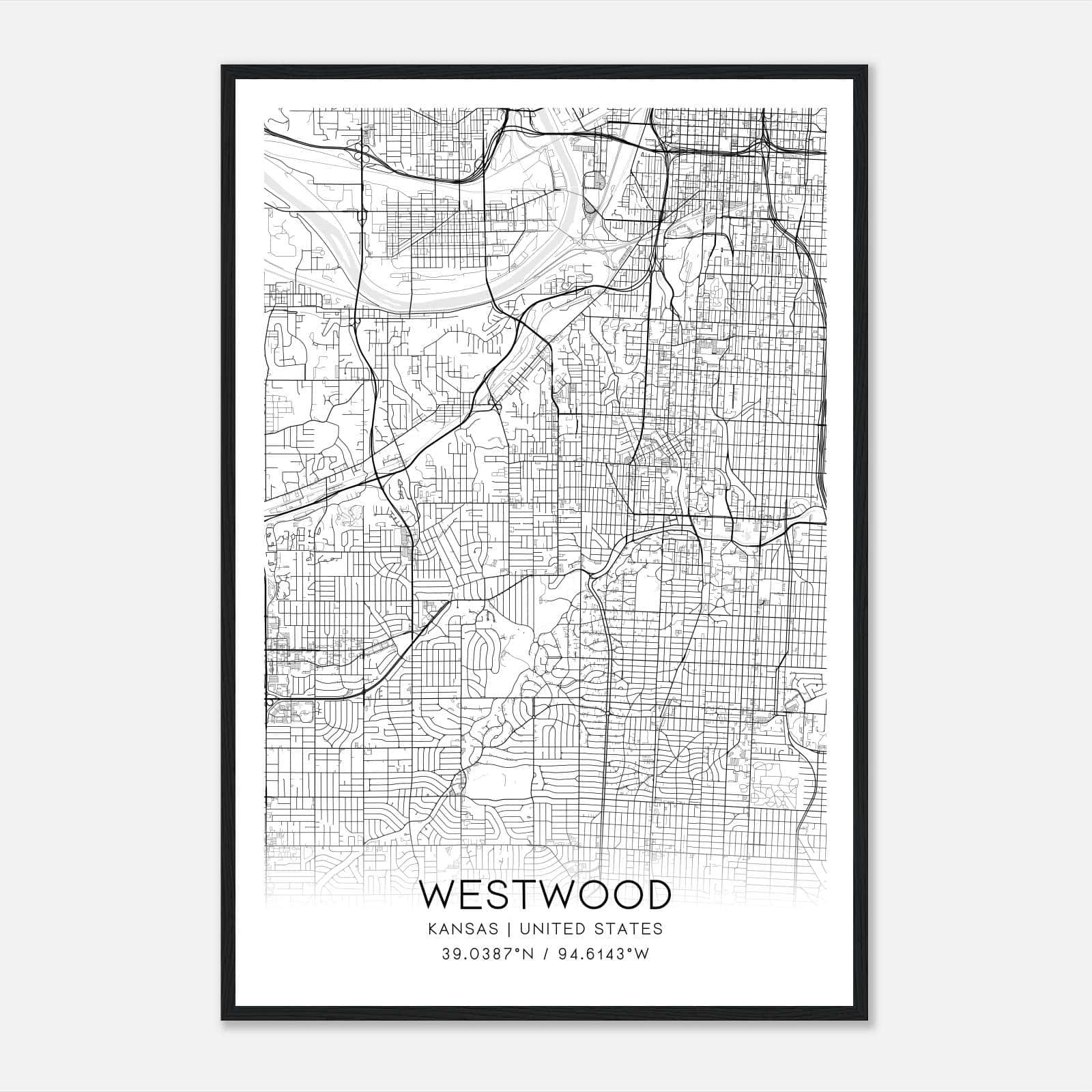 Westwood Kansas Map Poster, Modern Home Decor Wall Art Print Westwood Kansas Map Poster, Modern Home Decor Wall Art Print