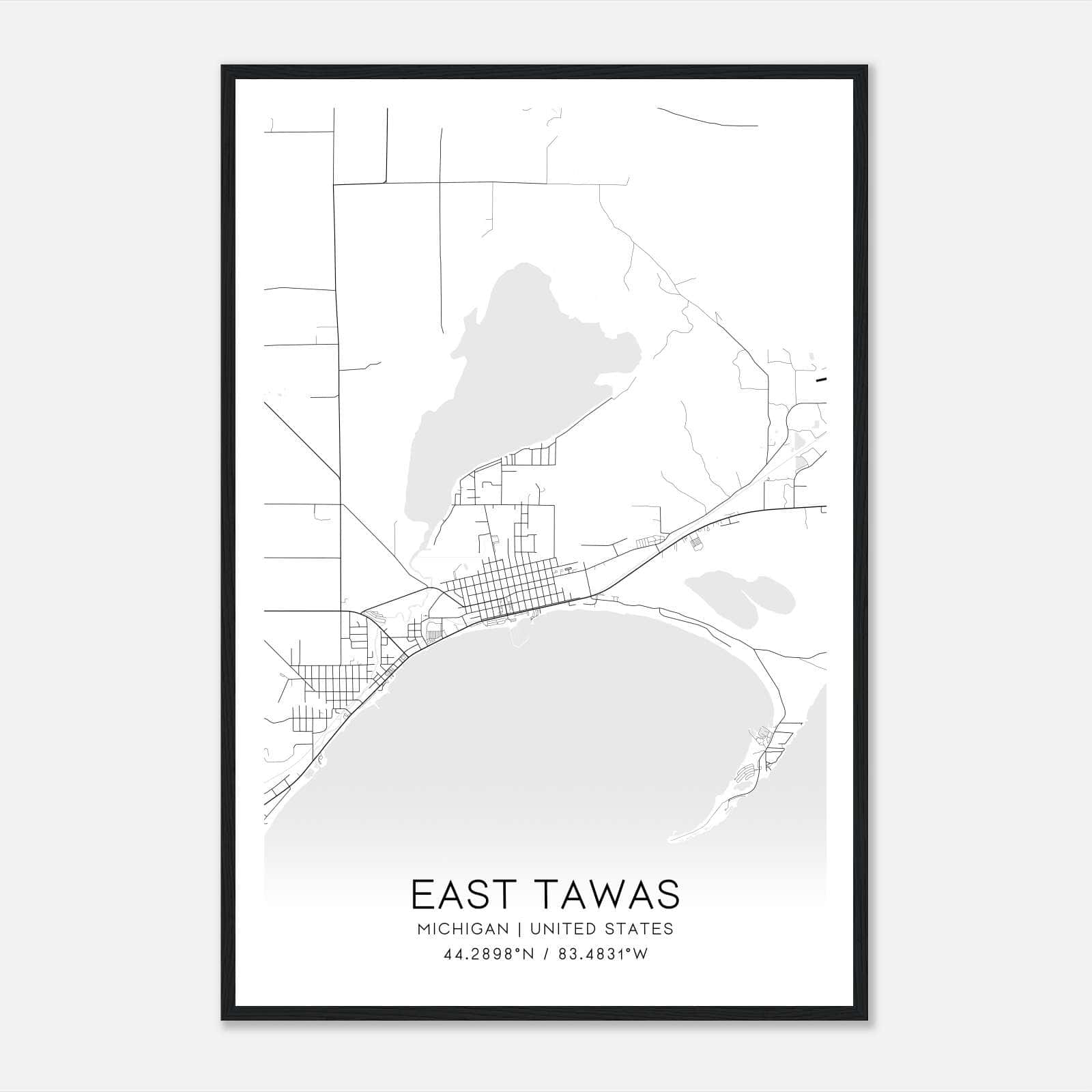 East Tawas Michigan Map Poster, Modern Home Decor Wall Art Print East Tawas Michigan Map Poster, Modern Home Decor Wall Art Print