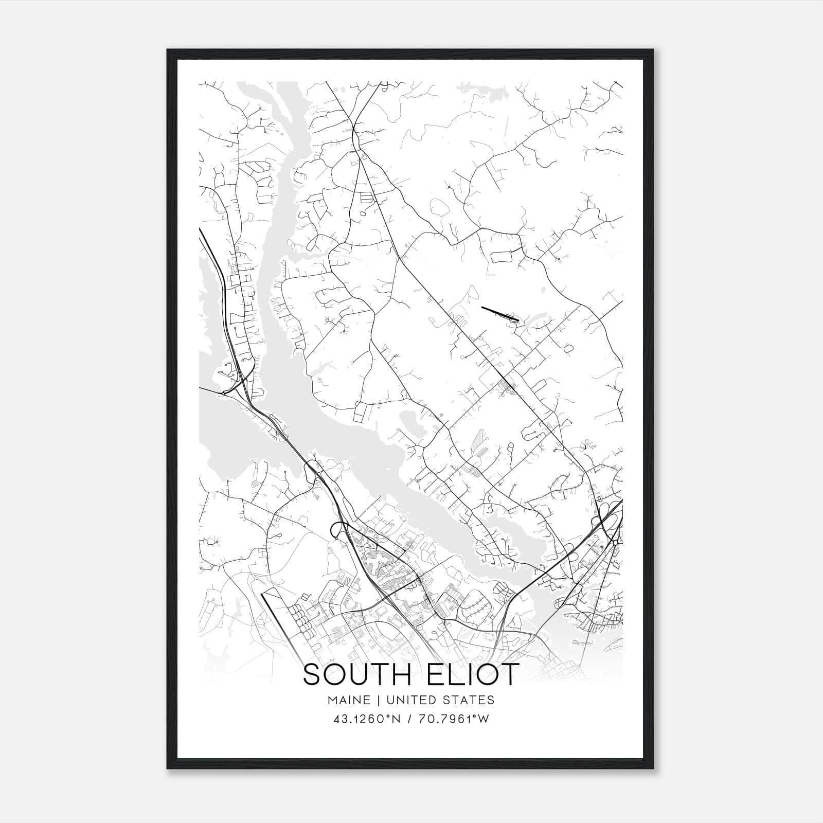 South Eliot Maine Map Poster, Modern Home Decor Wall Art Print South Eliot Maine Map Poster, Modern Home Decor Wall Art Print