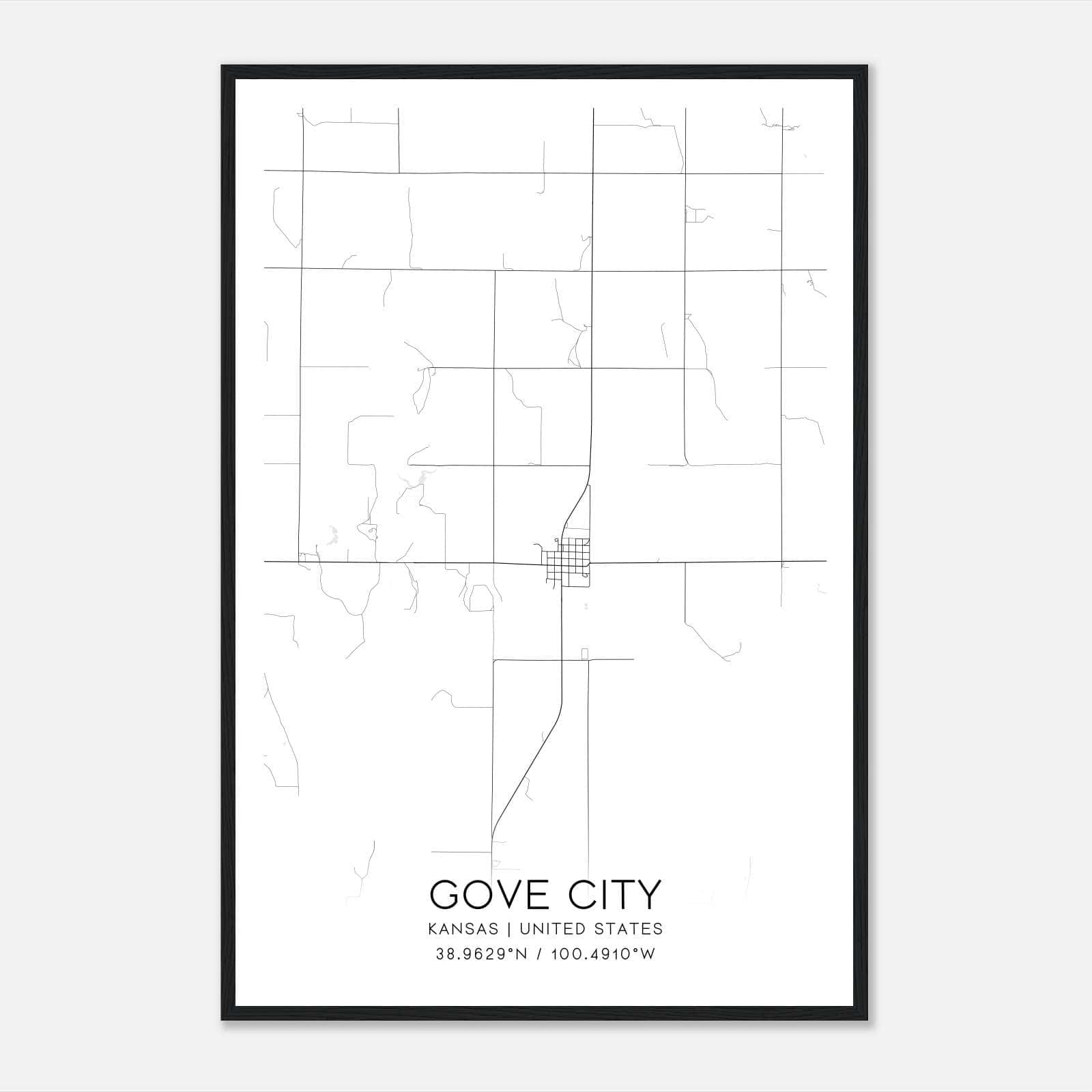 Gove City Kansas Map Poster, Modern Home Decor Wall Art Print Gove City Kansas Map Poster, Modern Home Decor Wall Art Print