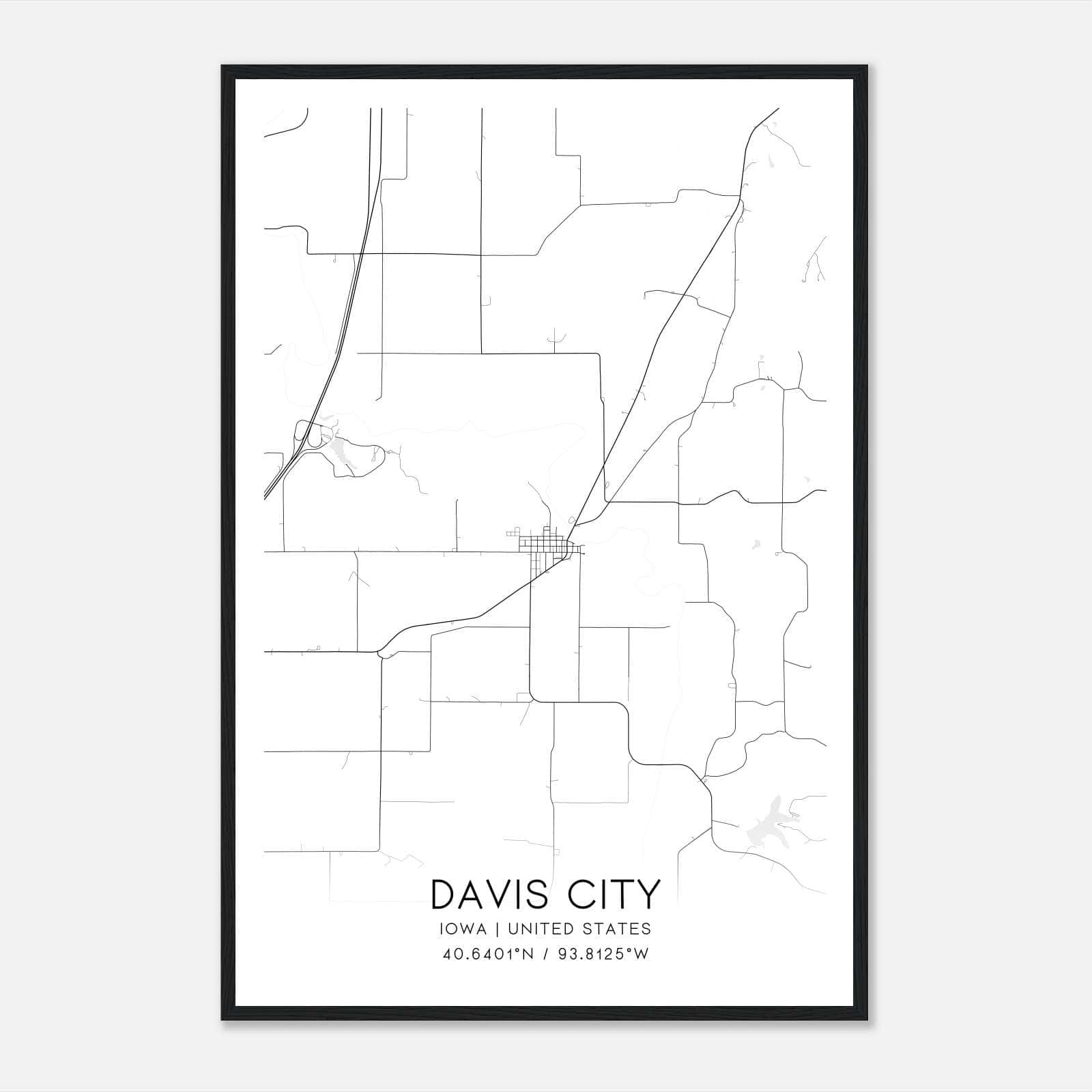 Davis City Iowa Map Poster, Modern Home Decor Wall Art Print Davis City Iowa Map Poster, Modern Home Decor Wall Art Print