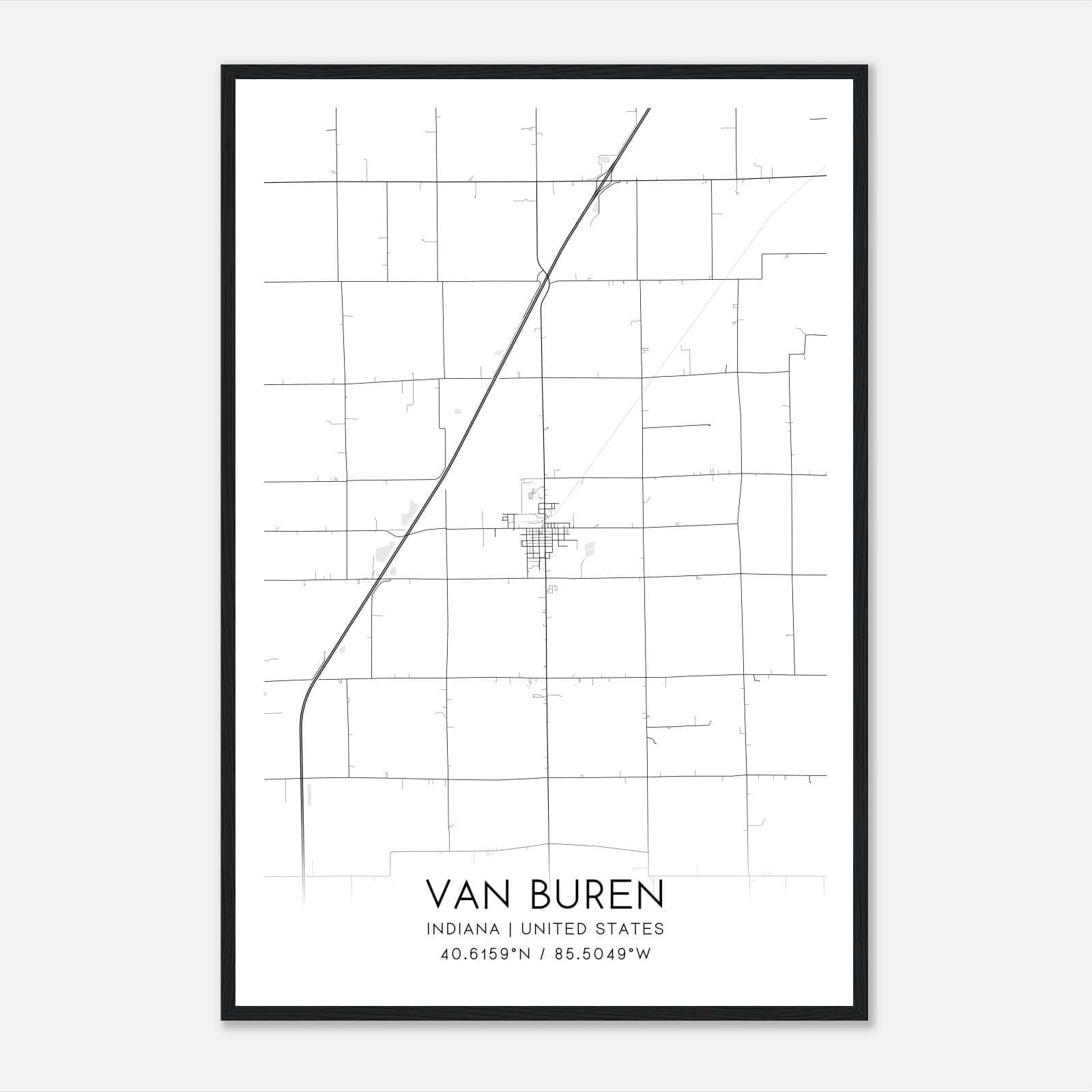 Van Buren Indiana Map Poster, Modern Home Decor Wall Art Print Van Buren Indiana Map Poster, Modern Home Decor Wall Art Print