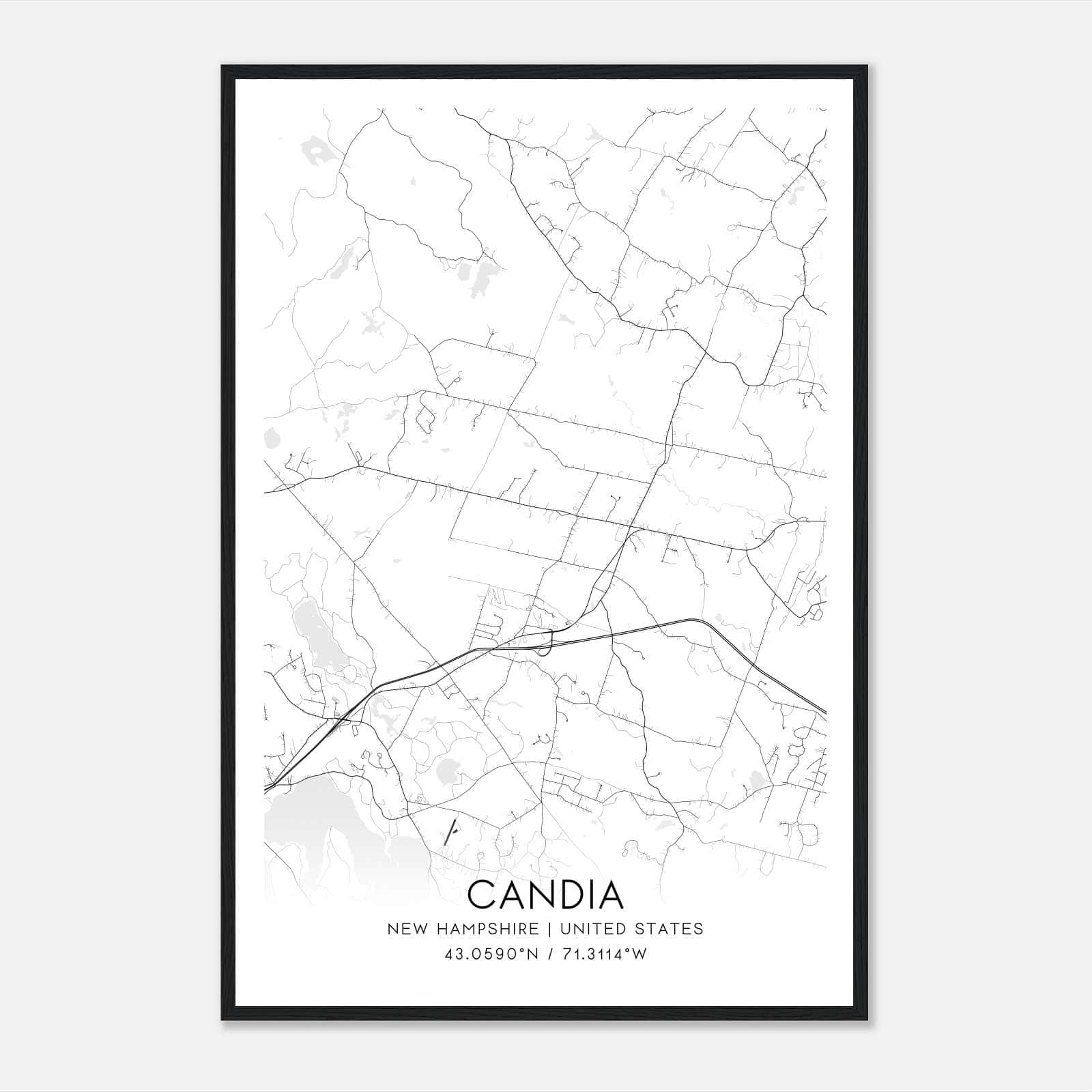 Candia New Hampshire Map Poster, Modern Home Decor Wall Art Print Candia New Hampshire Map Poster, Modern Home Decor Wall Art Print