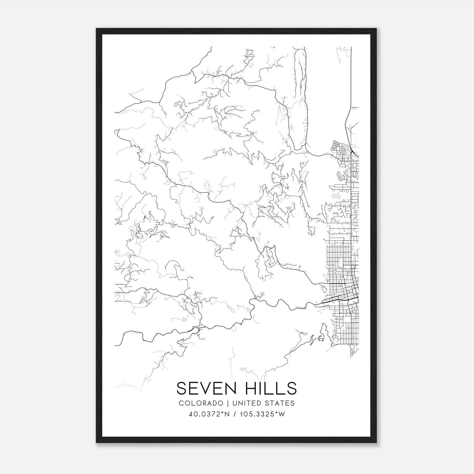 Seven Hills Colorado Map Poster, Modern Home Decor Wall Art Print Seven Hills Colorado Map Poster, Modern Home Decor Wall Art Print