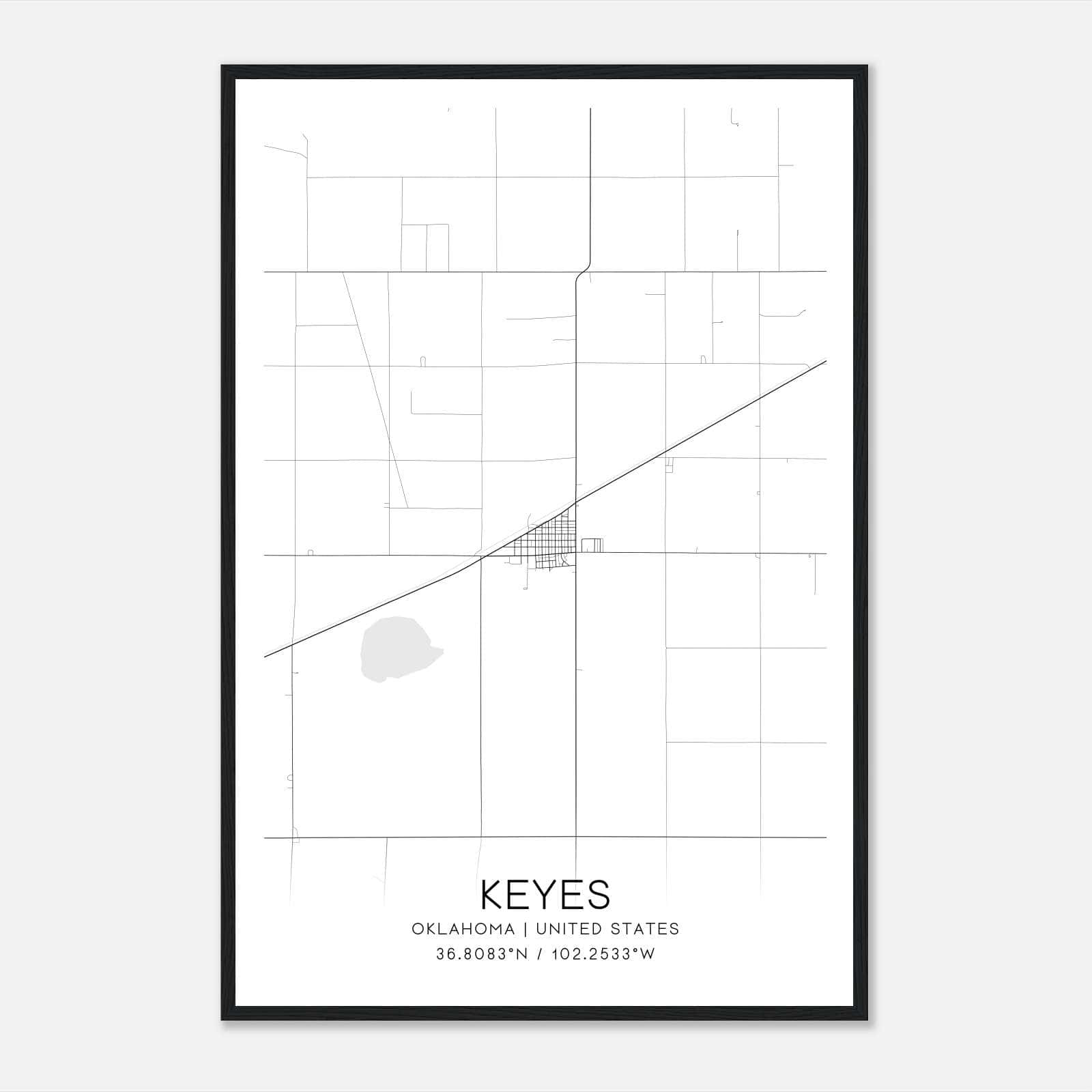 Keyes Oklahoma Map Poster, Modern Home Decor Wall Art Print Keyes Oklahoma Map Poster, Modern Home Decor Wall Art Print