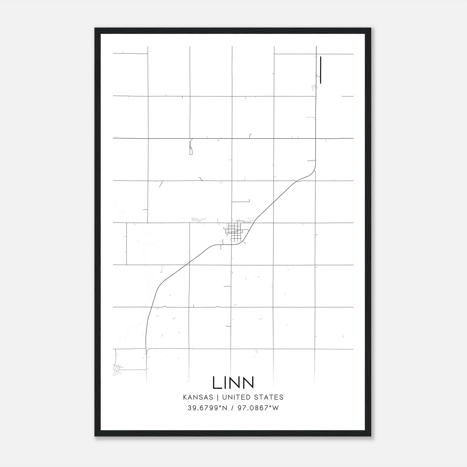 Linn Kansas Map Poster, Modern Home Decor Wall Art Print Linn Kansas Map Poster, Modern Home Decor Wall Art Print