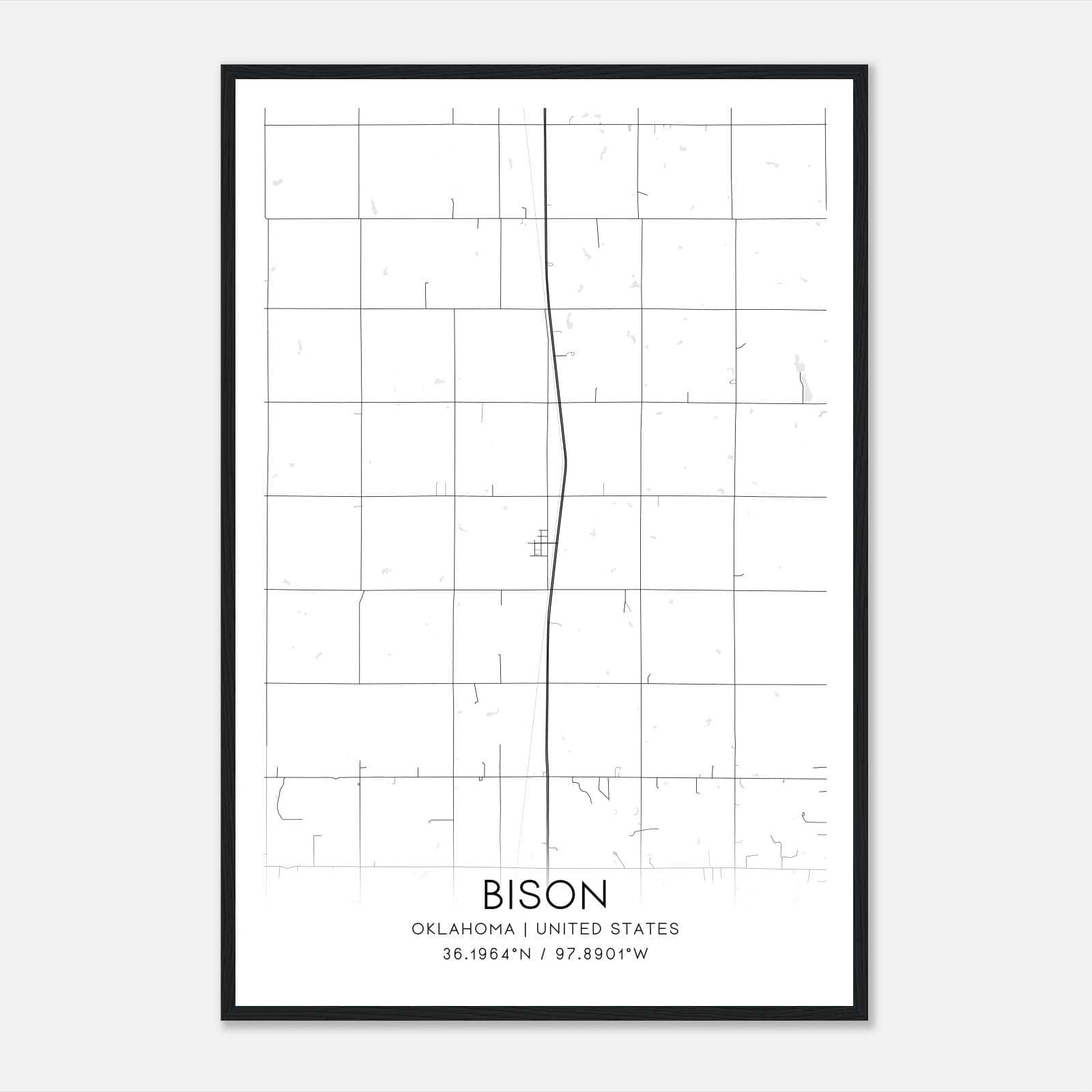 Bison Oklahoma Map Poster, Modern Home Decor Wall Art Print Bison Oklahoma Map Poster, Modern Home Decor Wall Art Print