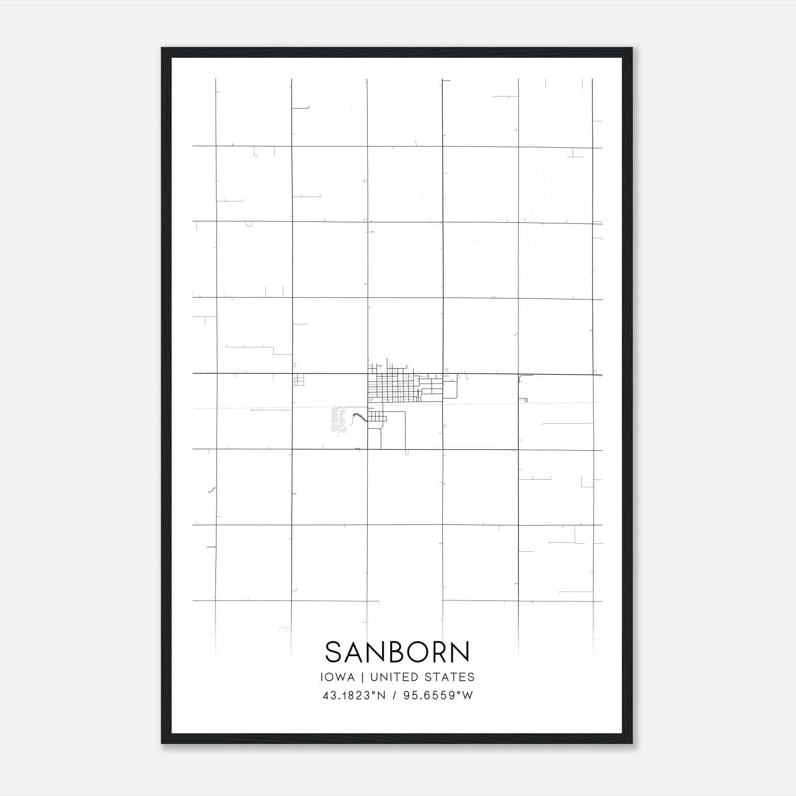 Sanborn Iowa Map Poster, Modern Home Decor Wall Art Print Sanborn Iowa Map Poster, Modern Home Decor Wall Art Print
