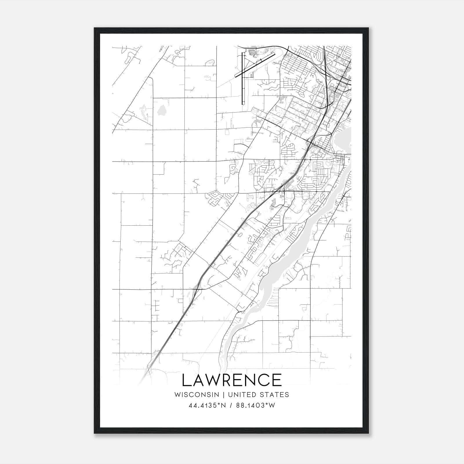 Lawrence Wisconsin Map Poster, Modern Home Decor Wall Art Print Lawrence Wisconsin Map Poster, Modern Home Decor Wall Art Print