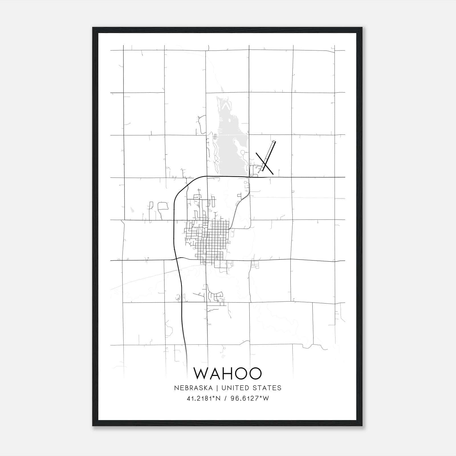 Wahoo Nebraska Map Poster, Modern Home Decor Wall Art Print Wahoo Nebraska Map Poster, Modern Home Decor Wall Art Print