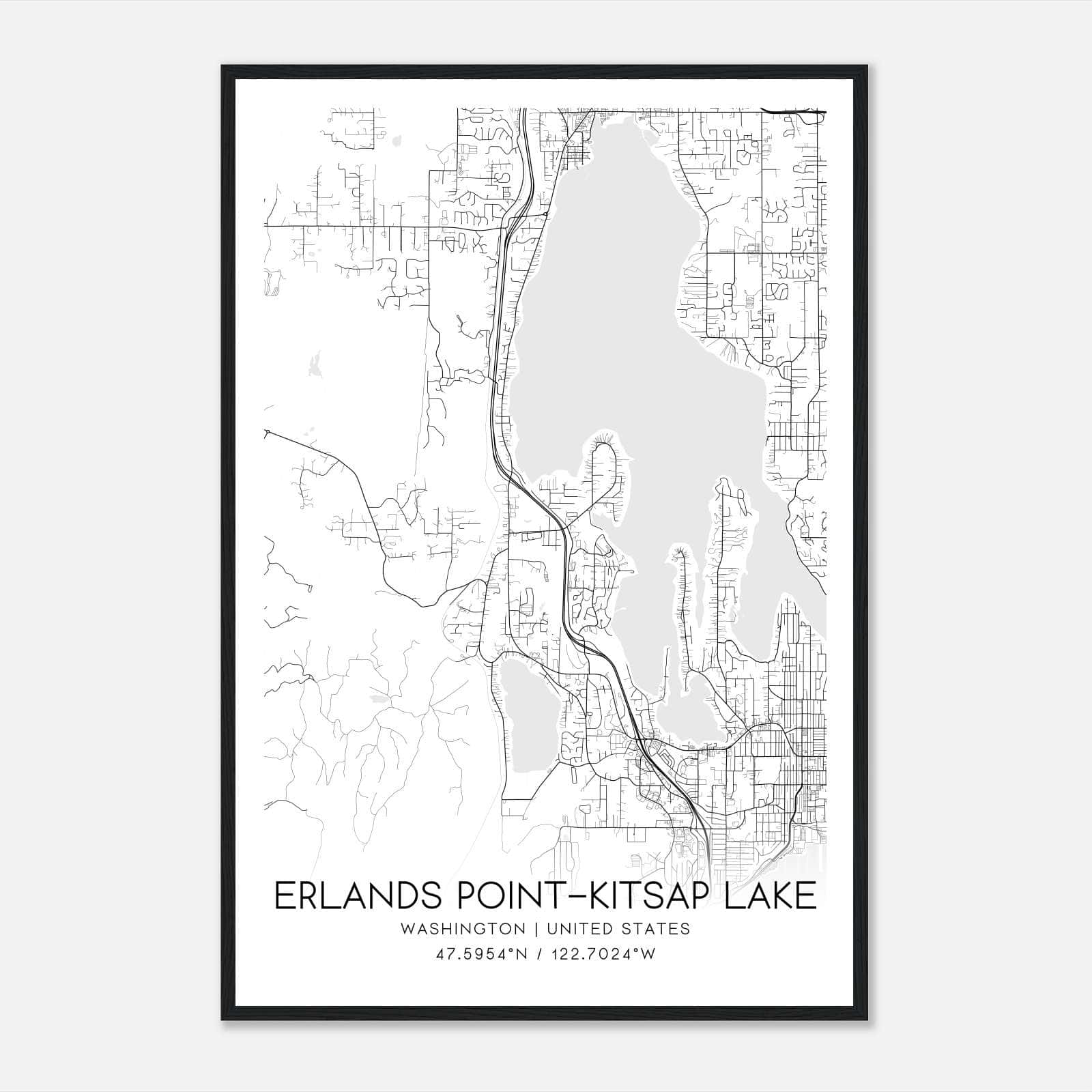 Erlands Point-Kitsap Lake Washington Map Poster, Modern Home Decor Wall Art Print Erlands Point-Kitsap Lake Washington Map Poster, Modern Home Decor Wall Art Print