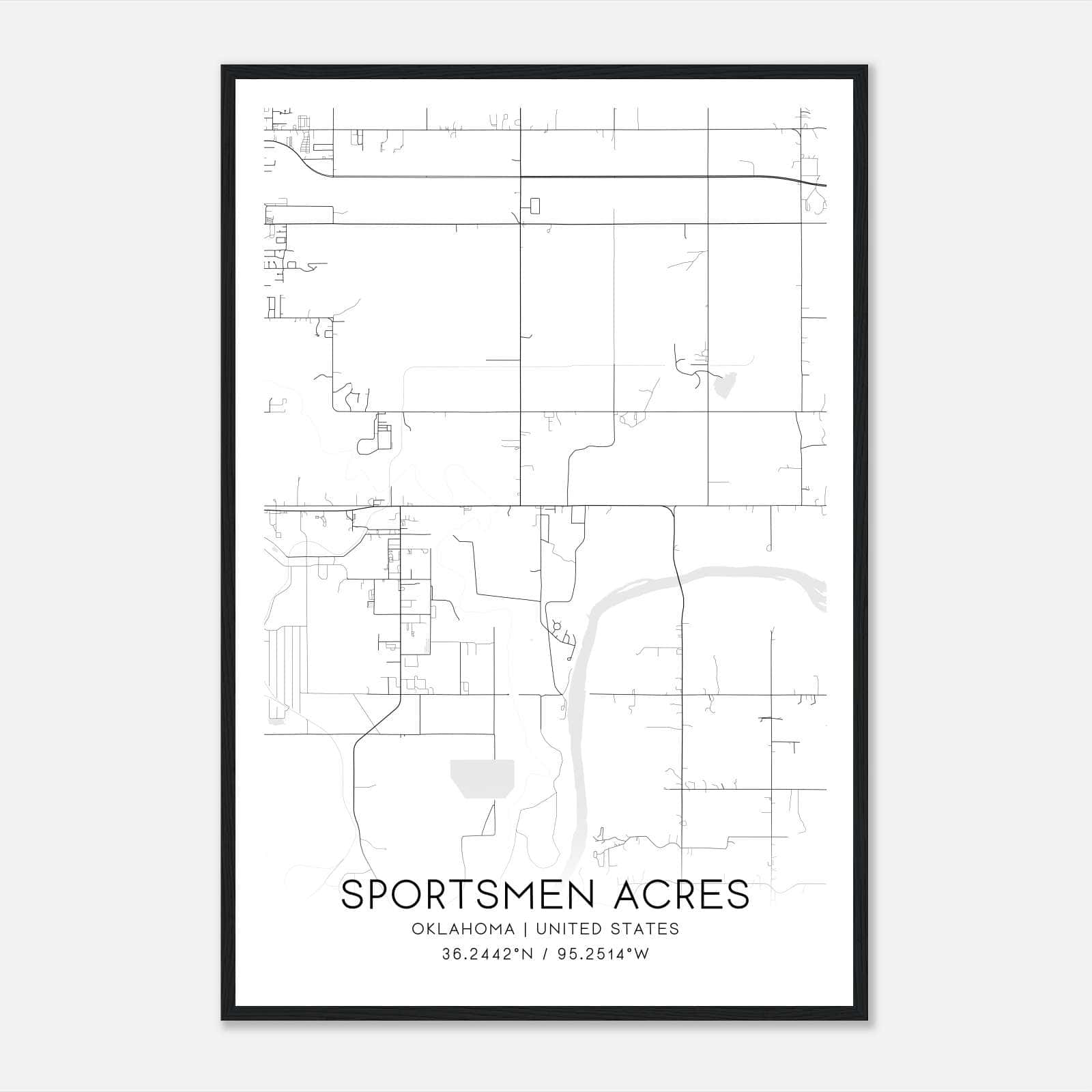 Sportsmen Acres Oklahoma Map Poster, Modern Home Decor Wall Art Print Sportsmen Acres Oklahoma Map Poster, Modern Home Decor Wall Art Print
