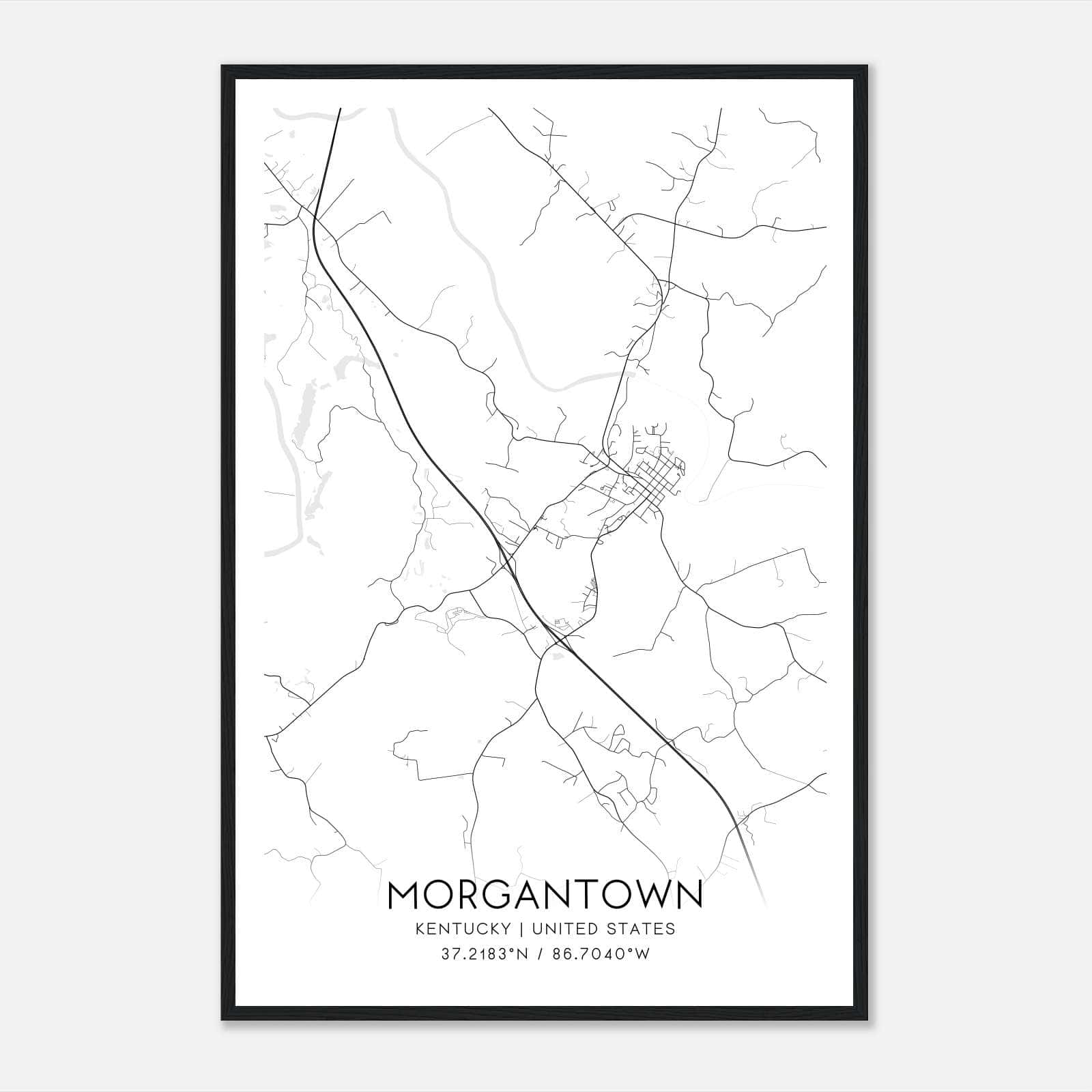 Morgantown Kentucky Map Poster, Modern Home Decor Wall Art Print Morgantown Kentucky Map Poster, Modern Home Decor Wall Art Print