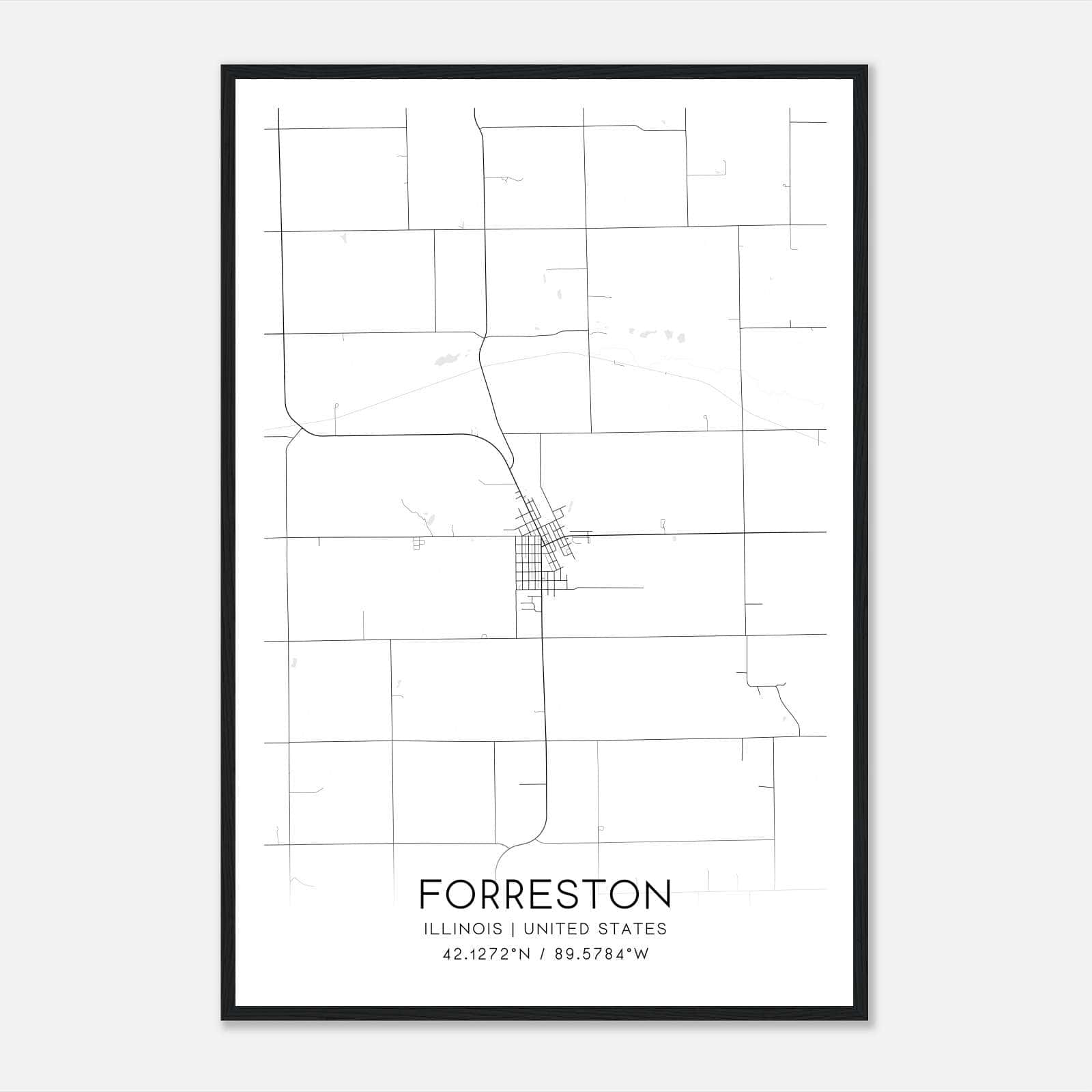 Forreston Illinois Map Poster, Modern Home Decor Wall Art Print Forreston Illinois Map Poster, Modern Home Decor Wall Art Print