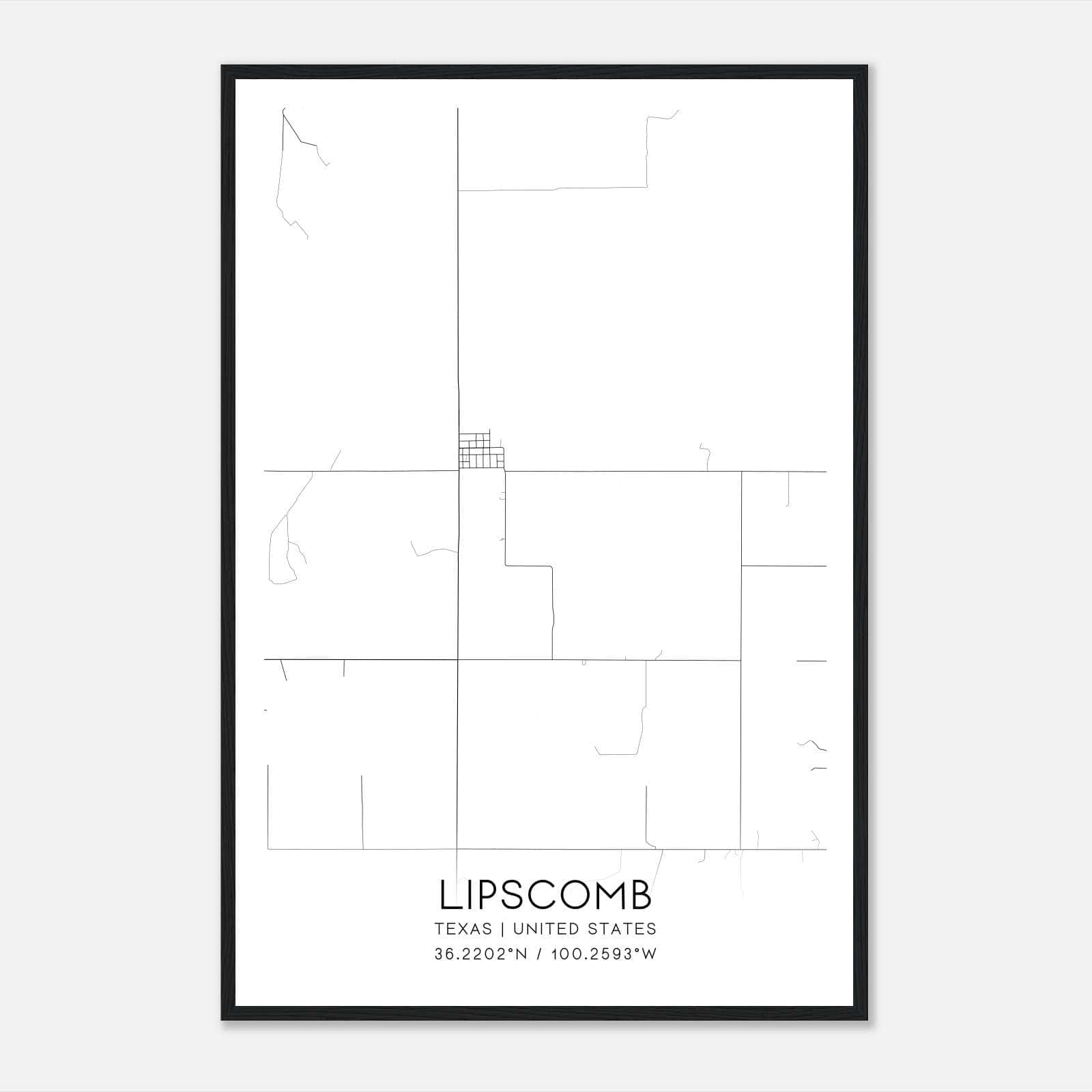 Lipscomb Texas Map Poster, Modern Home Decor Wall Art Print Lipscomb Texas Map Poster, Modern Home Decor Wall Art Print