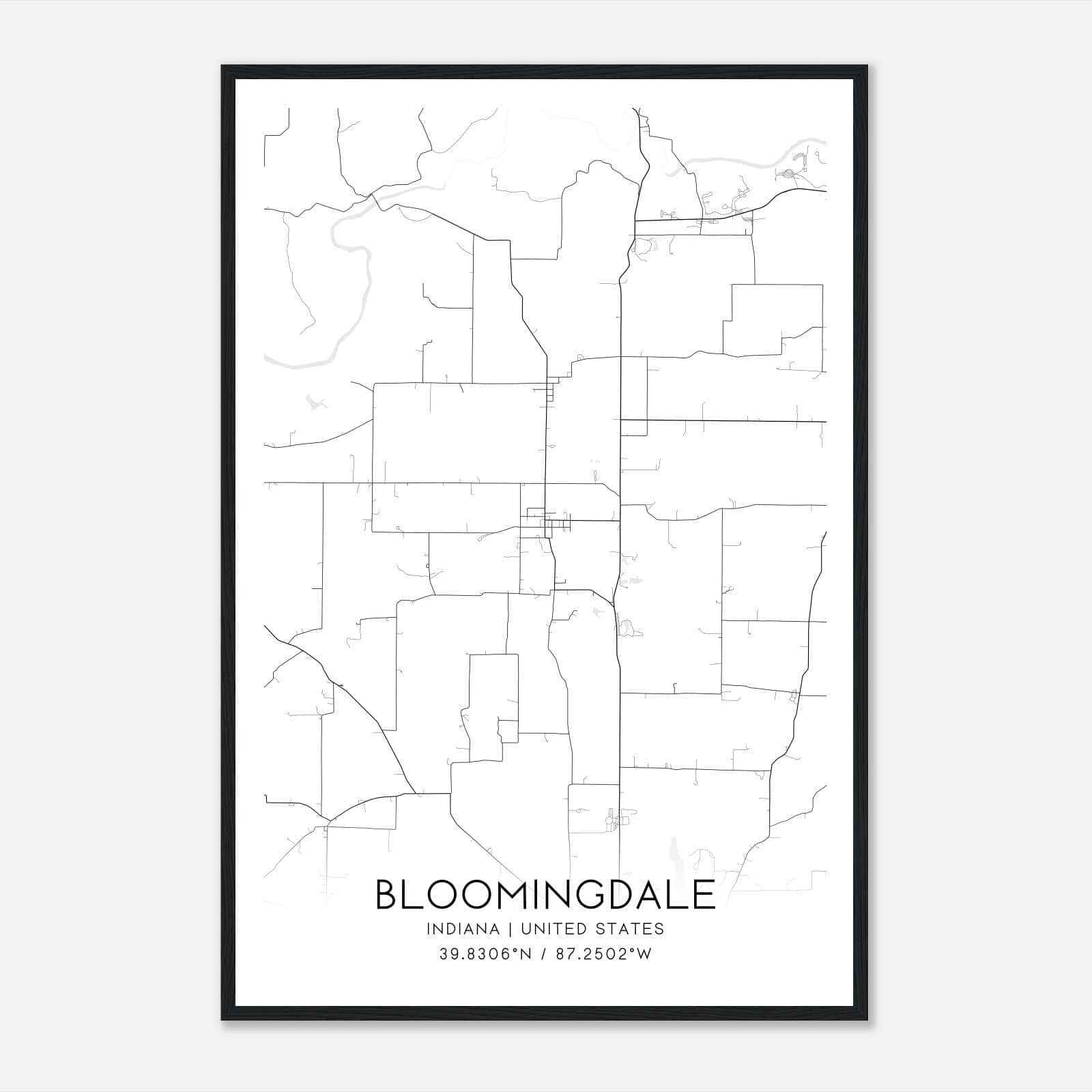 Bloomingdale Indiana Map Poster, Modern Home Decor Wall Art Print Bloomingdale Indiana Map Poster, Modern Home Decor Wall Art Print