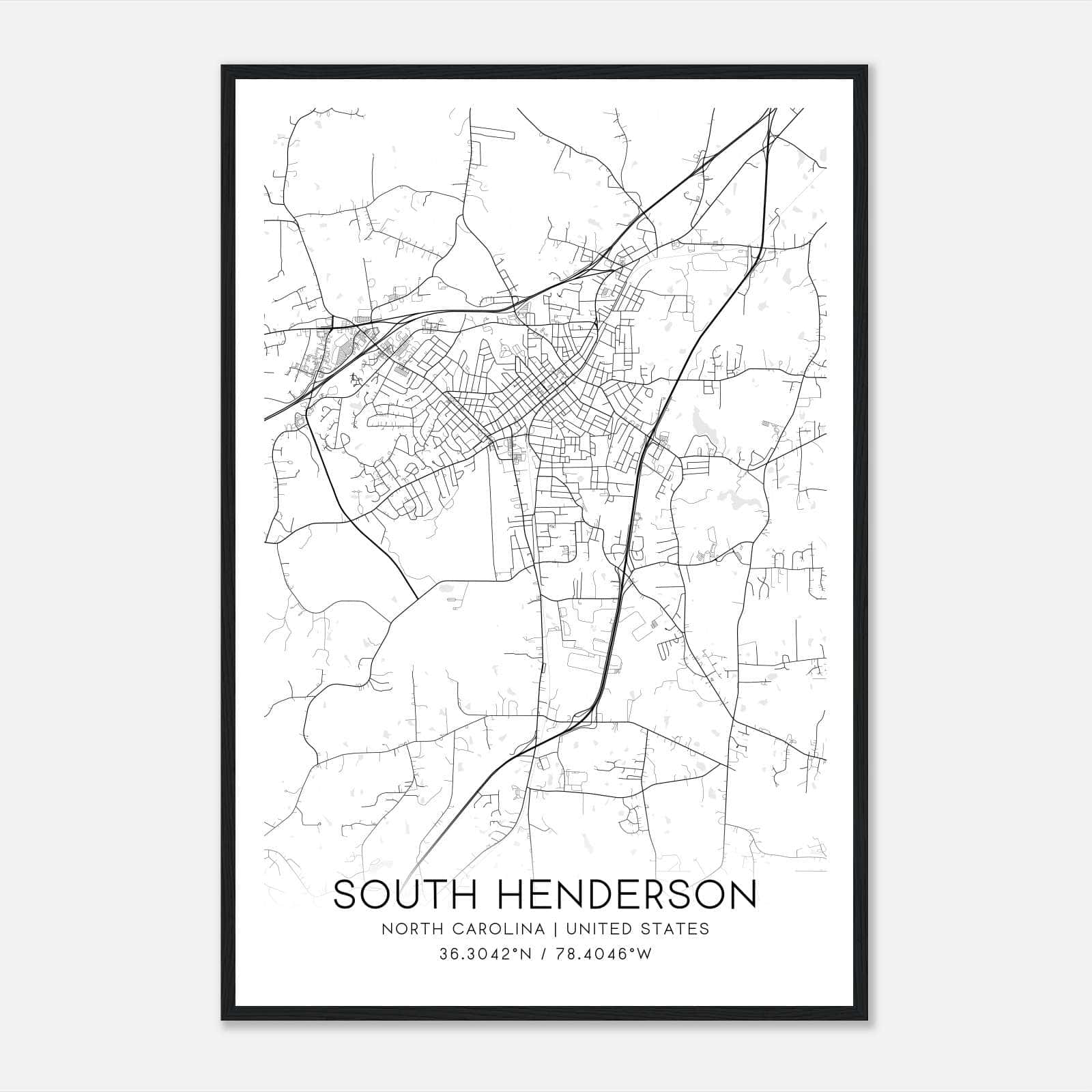 South Henderson North Carolina Map Poster, Modern Home Decor Wall Art Print South Henderson North Carolina Map Poster, Modern Home Decor Wall Art Print
