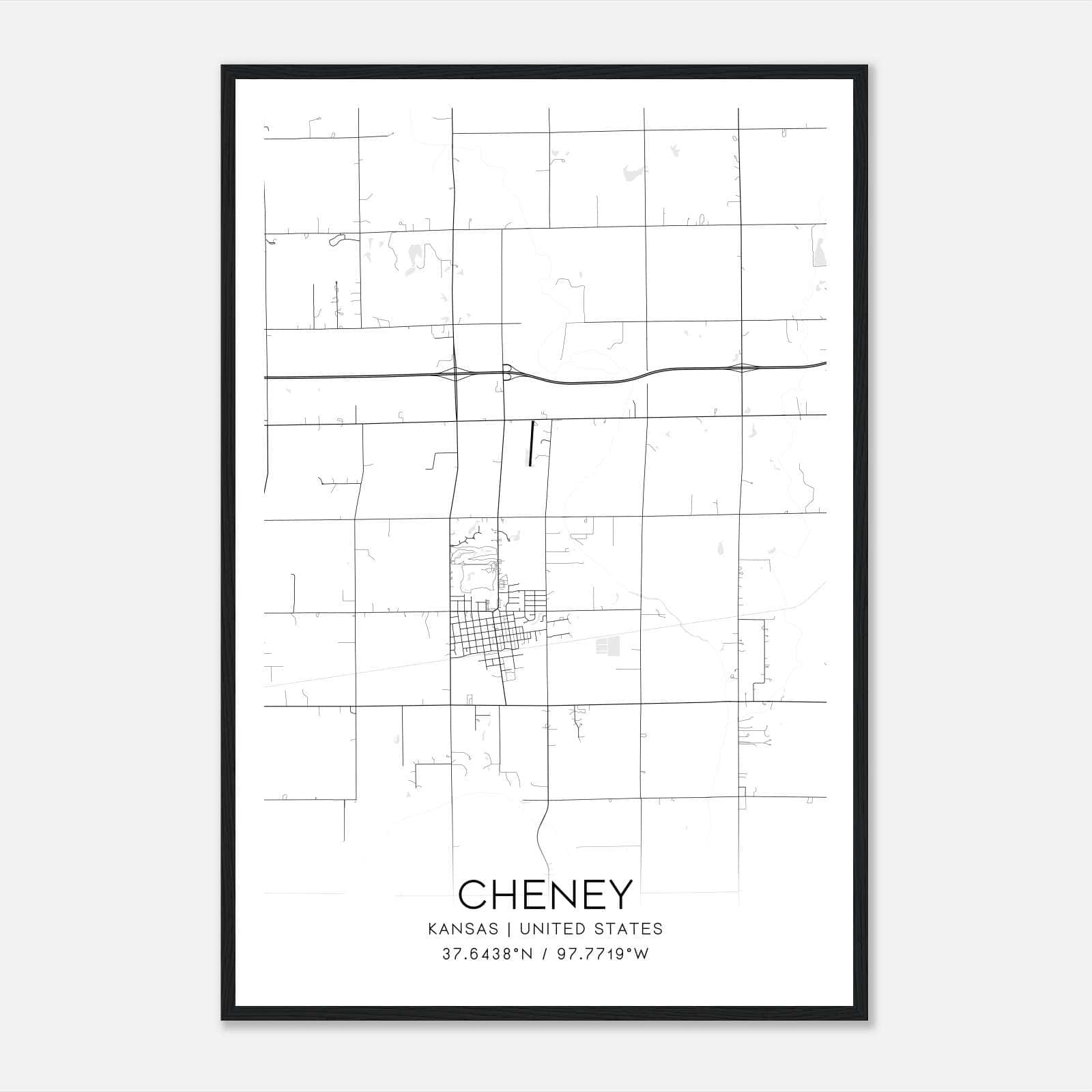 Cheney Kansas Map Poster, Modern Home Decor Wall Art Print Cheney Kansas Map Poster, Modern Home Decor Wall Art Print