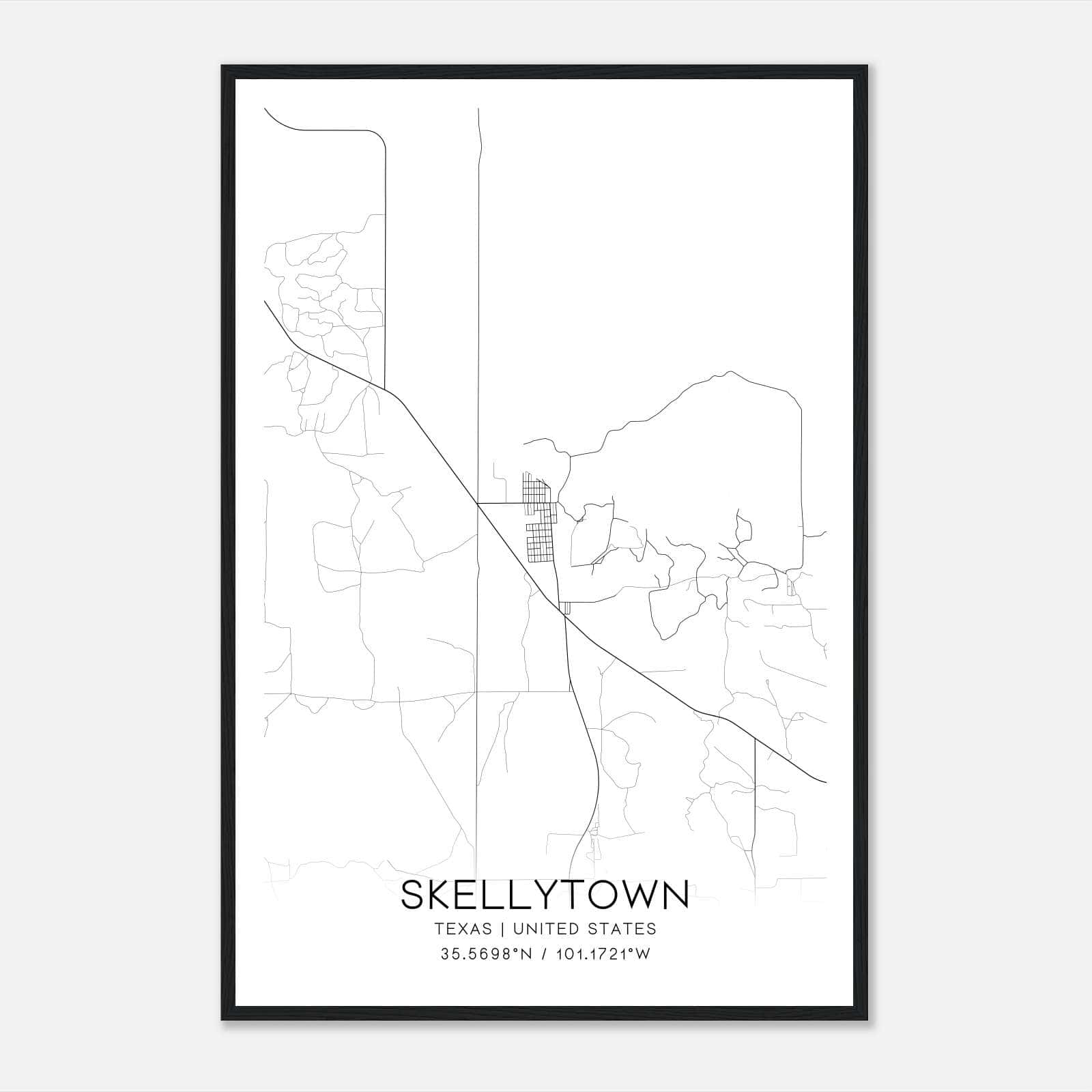 Skellytown Texas Map Poster, Modern Home Decor Wall Art Print Skellytown Texas Map Poster, Modern Home Decor Wall Art Print