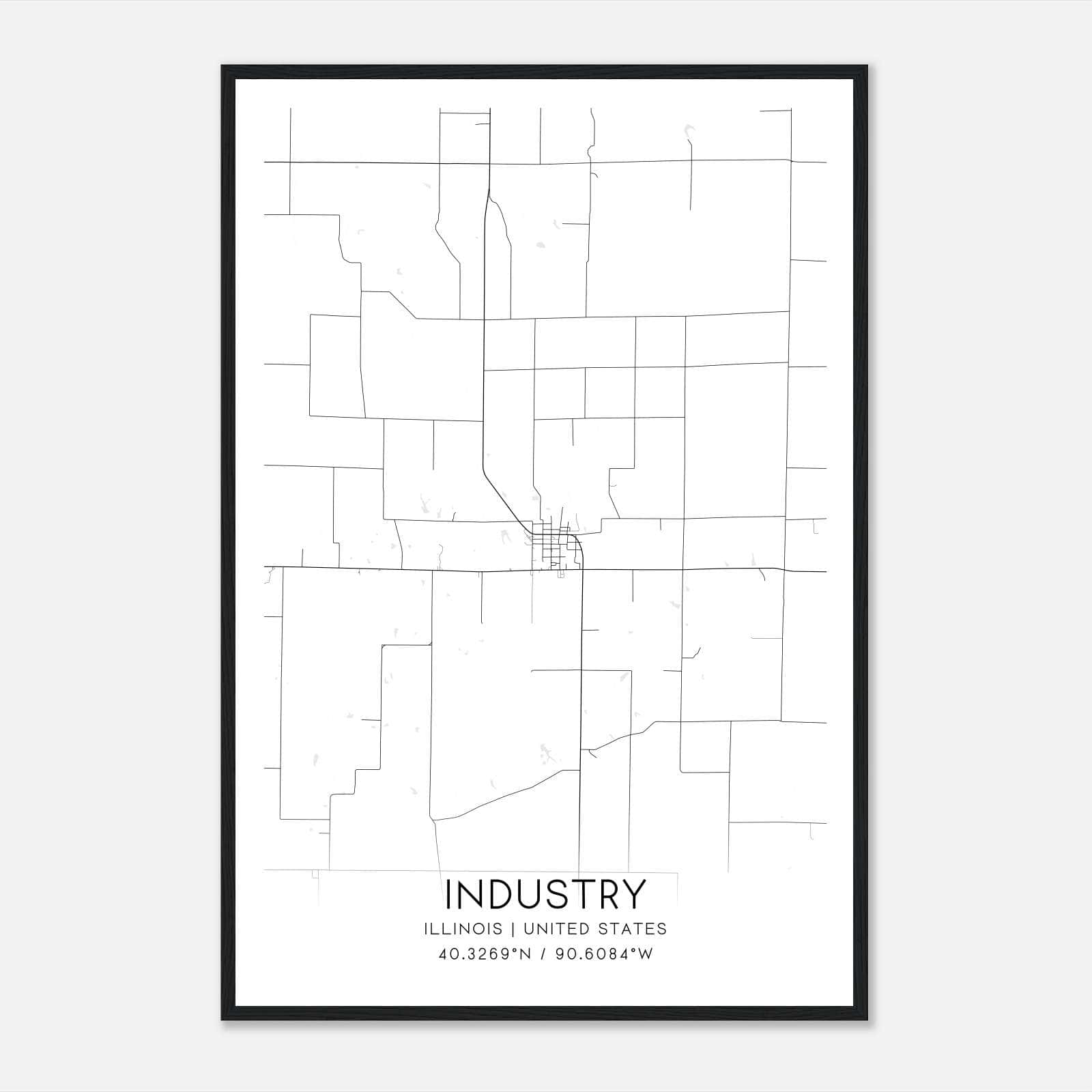 Industry Illinois Map Poster, Modern Home Decor Wall Art Print Industry Illinois Map Poster, Modern Home Decor Wall Art Print
