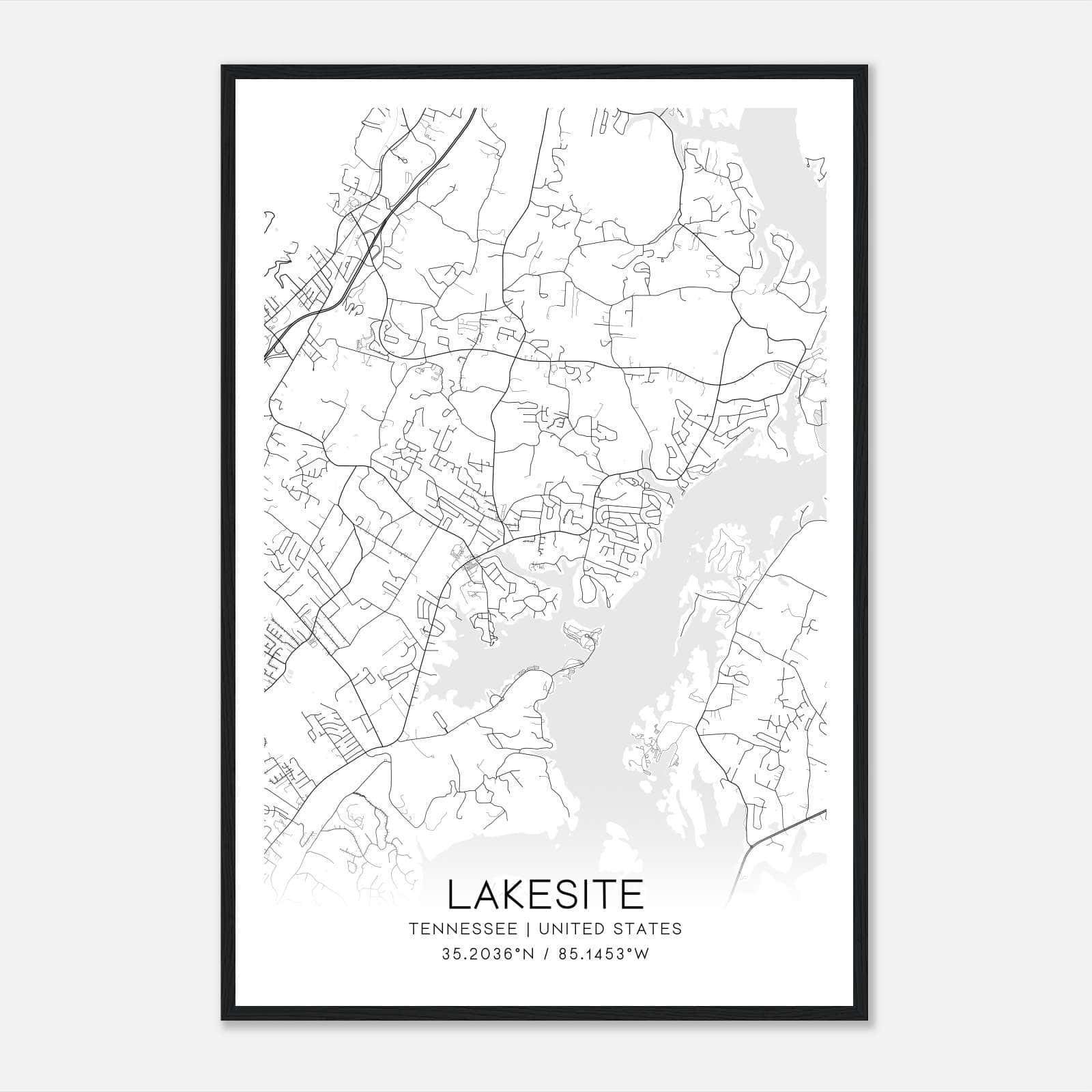 Lakesite Tennessee Map Poster, Modern Home Decor Wall Art Print Lakesite Tennessee Map Poster, Modern Home Decor Wall Art Print