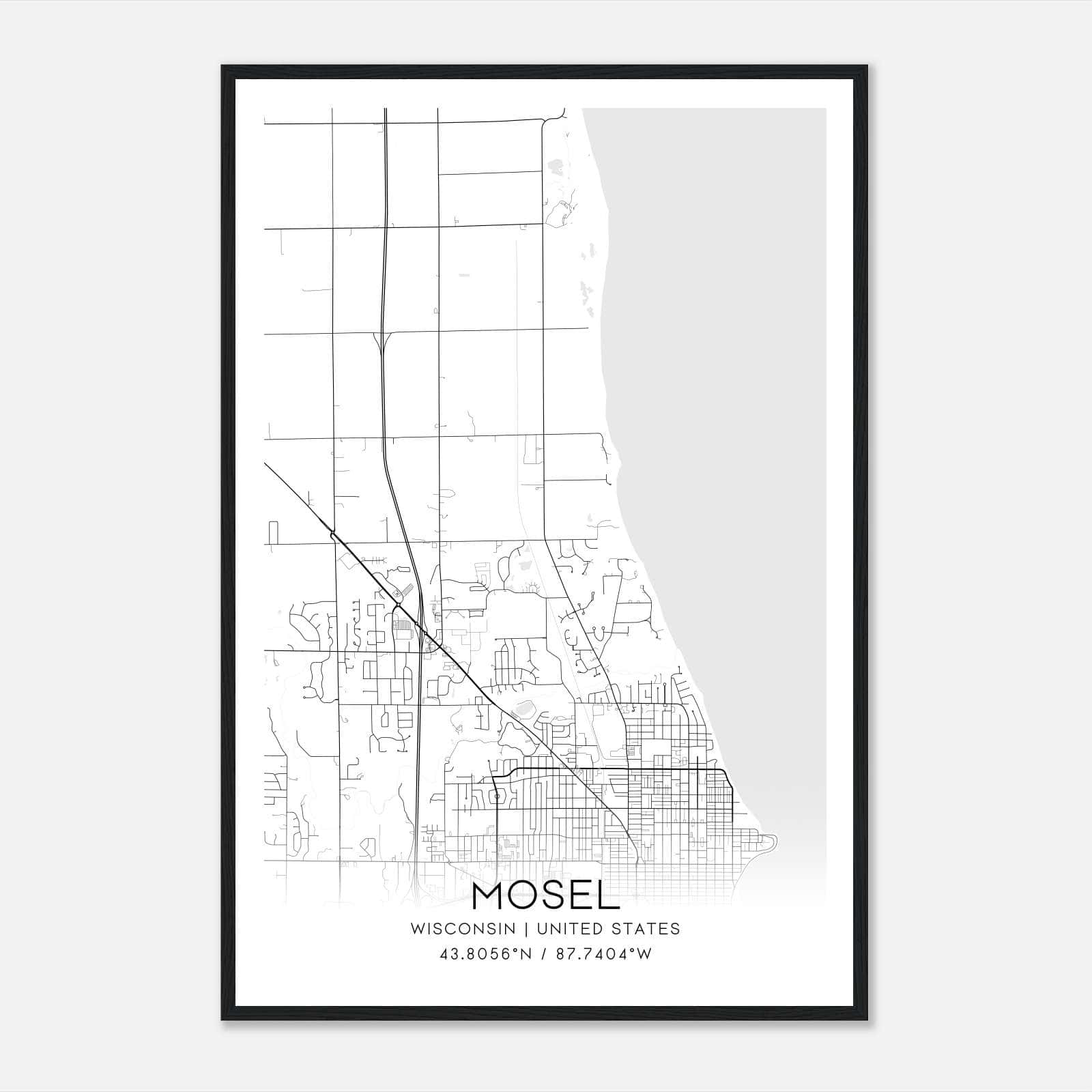 Mosel Wisconsin Map Poster, Modern Home Decor Wall Art Print Mosel Wisconsin Map Poster, Modern Home Decor Wall Art Print