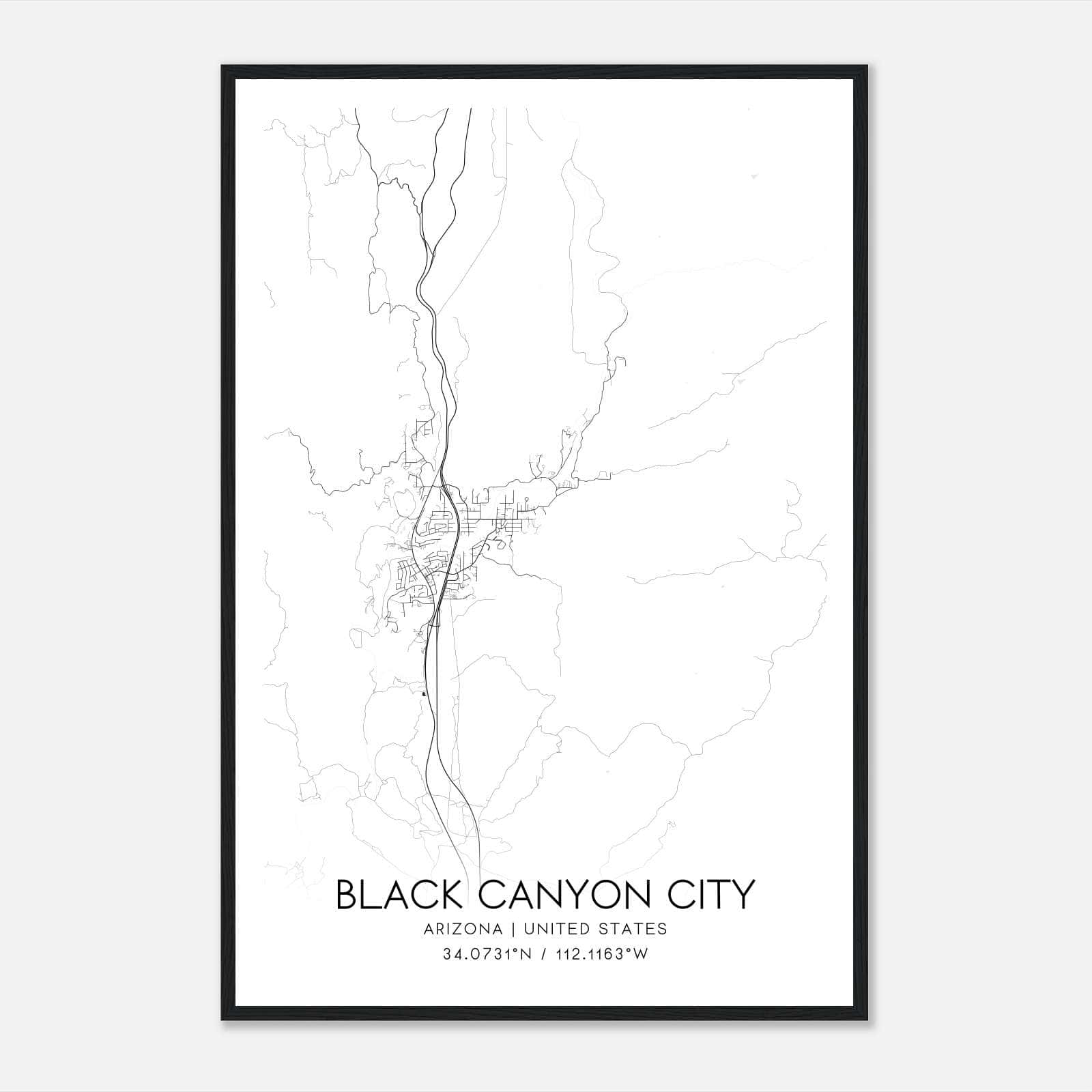 Black Canyon City Arizona Map Poster, Modern Home Decor Wall Art Print Black Canyon City Arizona Map Poster, Modern Home Decor Wall Art Print