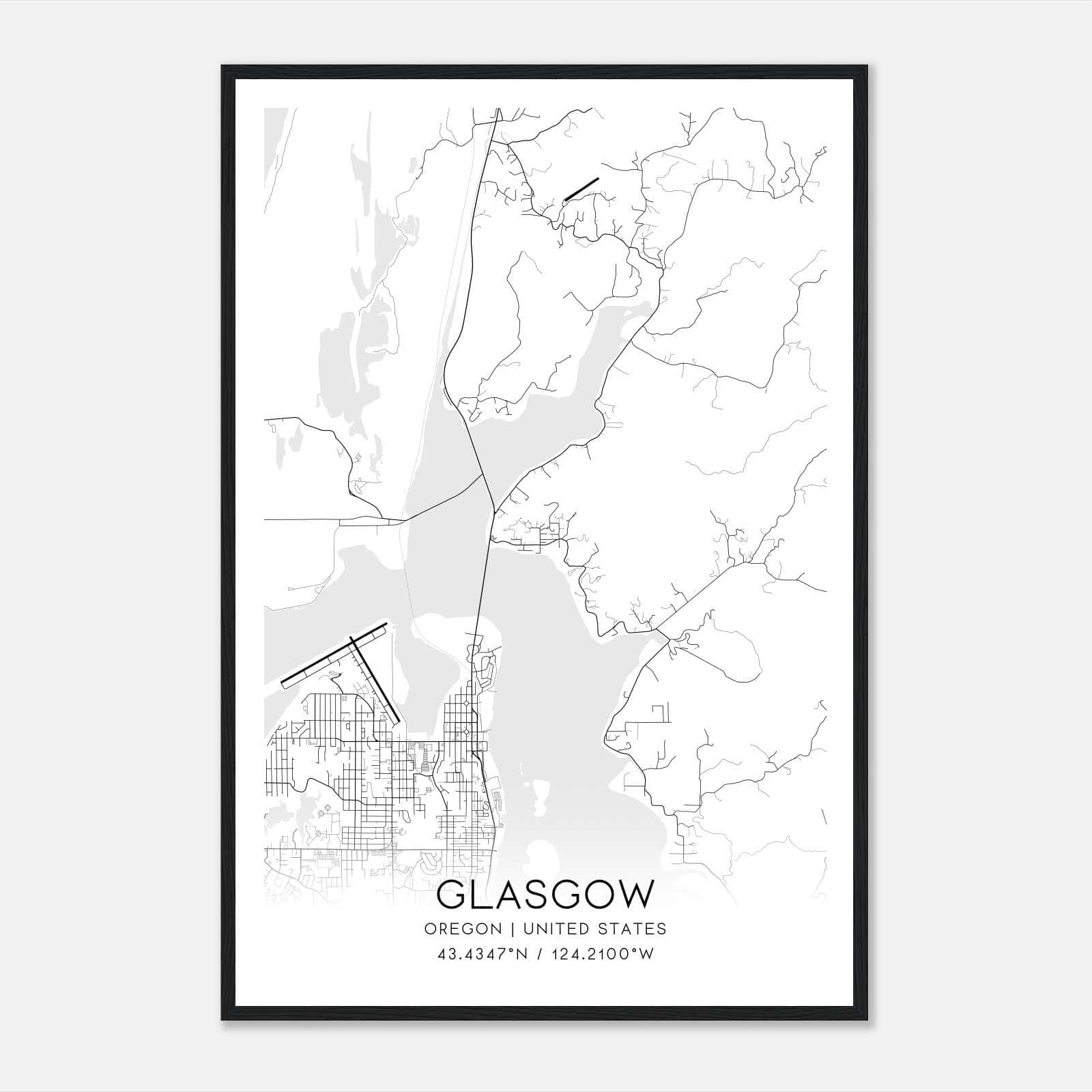 Glasgow Oregon Map Poster, Modern Home Decor Wall Art Print Glasgow Oregon Map Poster, Modern Home Decor Wall Art Print