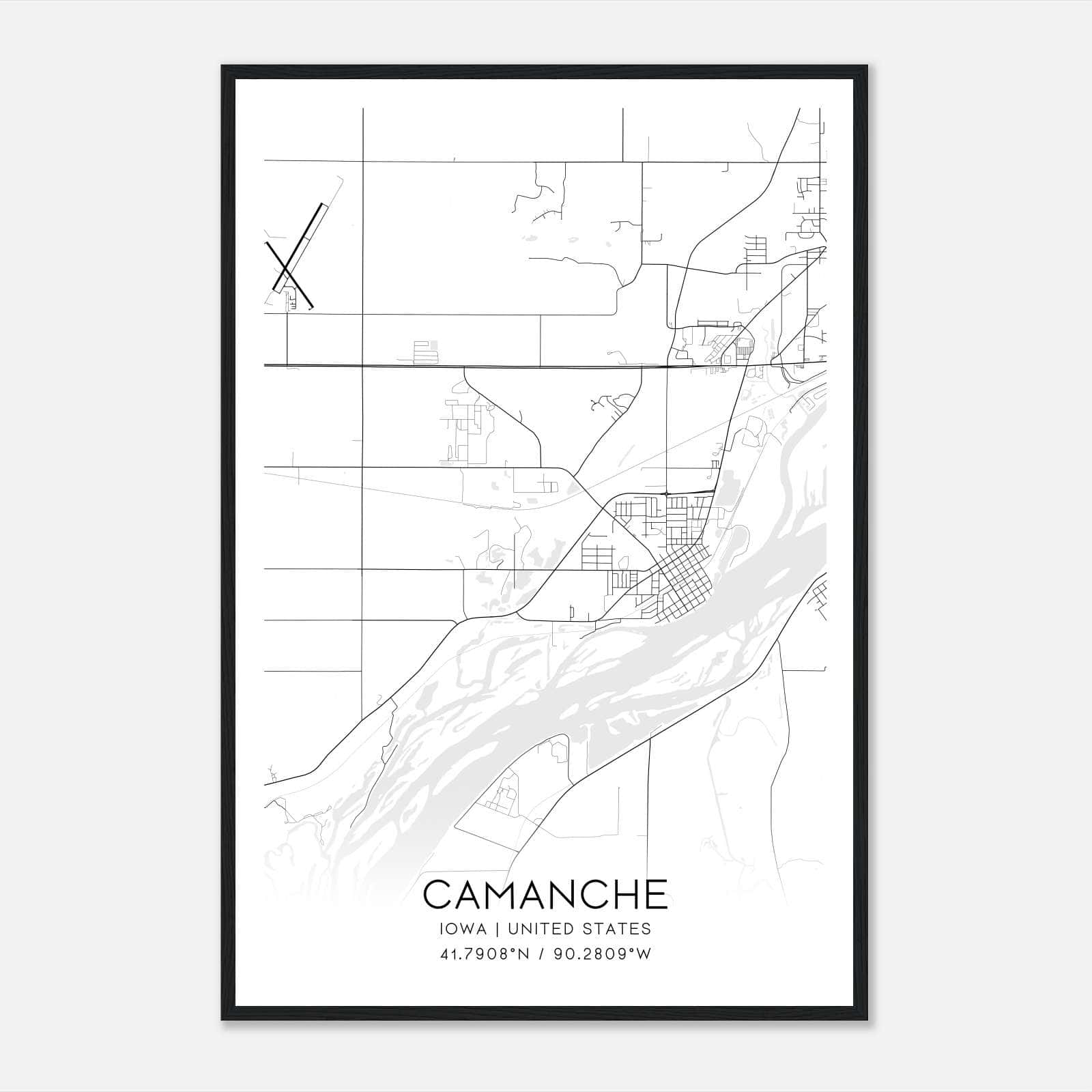 Camanche Iowa Map Poster, Modern Home Decor Wall Art Print Camanche Iowa Map Poster, Modern Home Decor Wall Art Print
