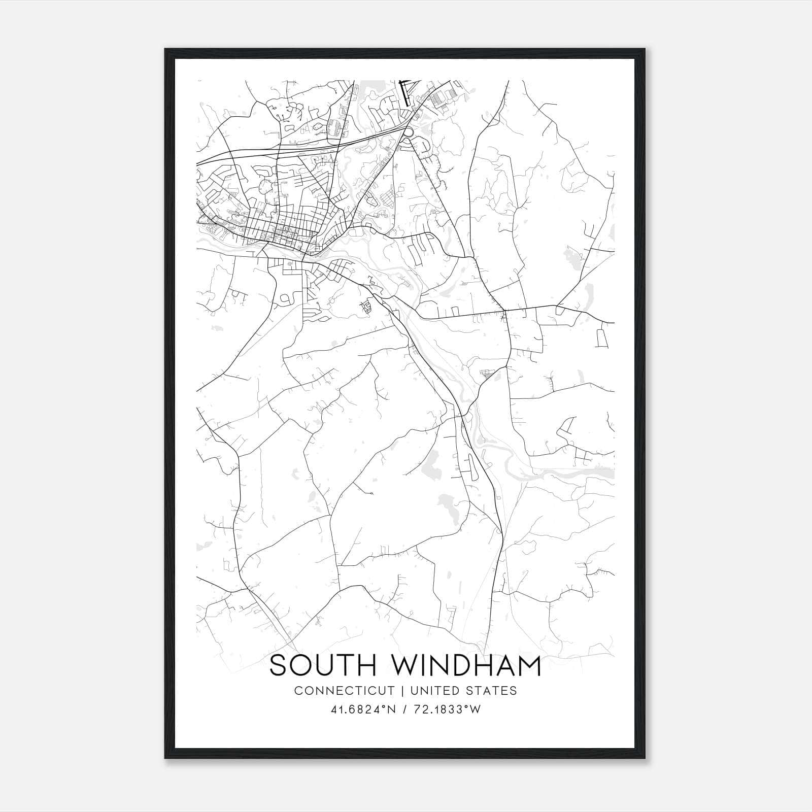 South Windham Connecticut Map Poster, Modern Home Decor Wall Art Print South Windham Connecticut Map Poster, Modern Home Decor Wall Art Print