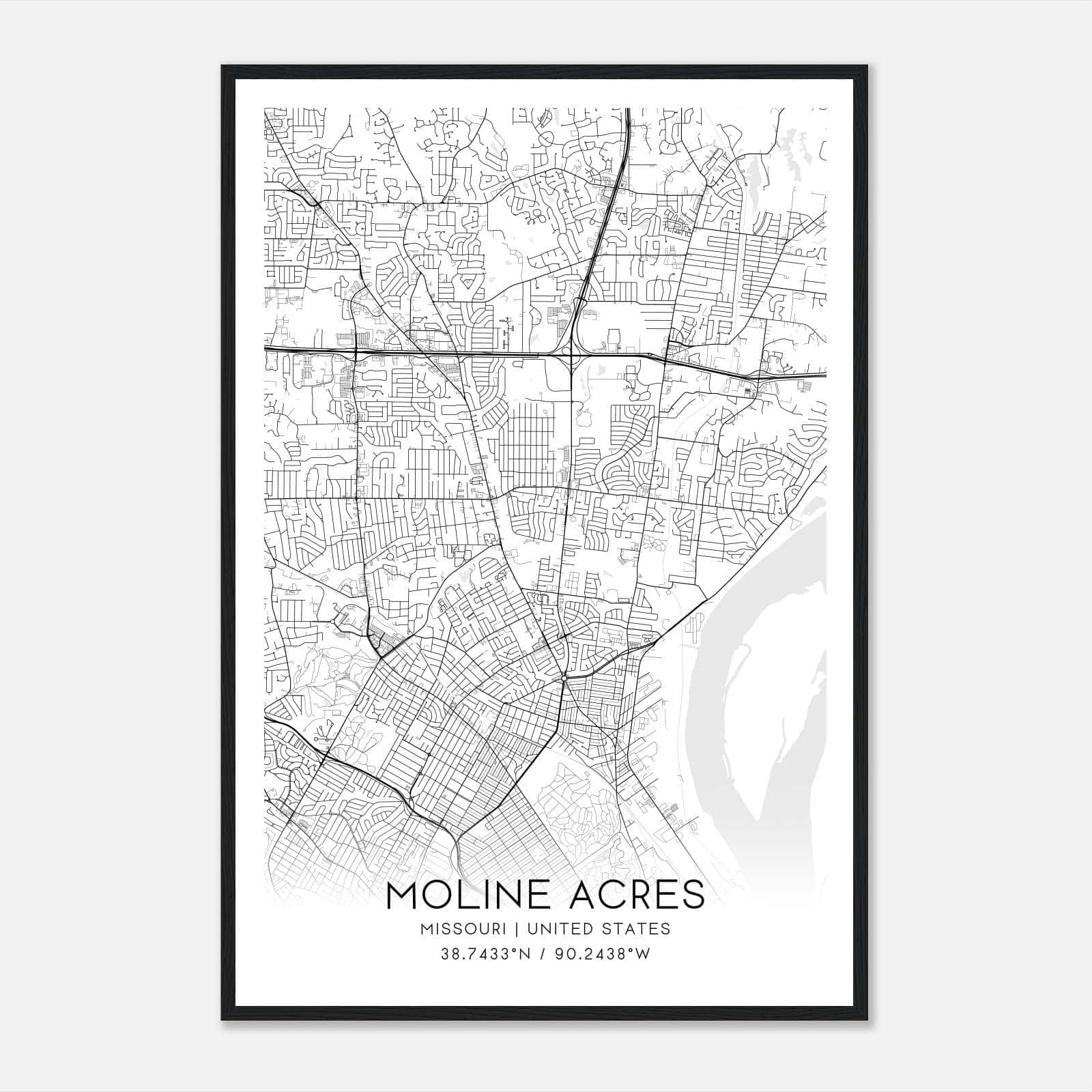 Moline Acres Missouri Map Poster, Modern Home Decor Wall Art Print Moline Acres Missouri Map Poster, Modern Home Decor Wall Art Print