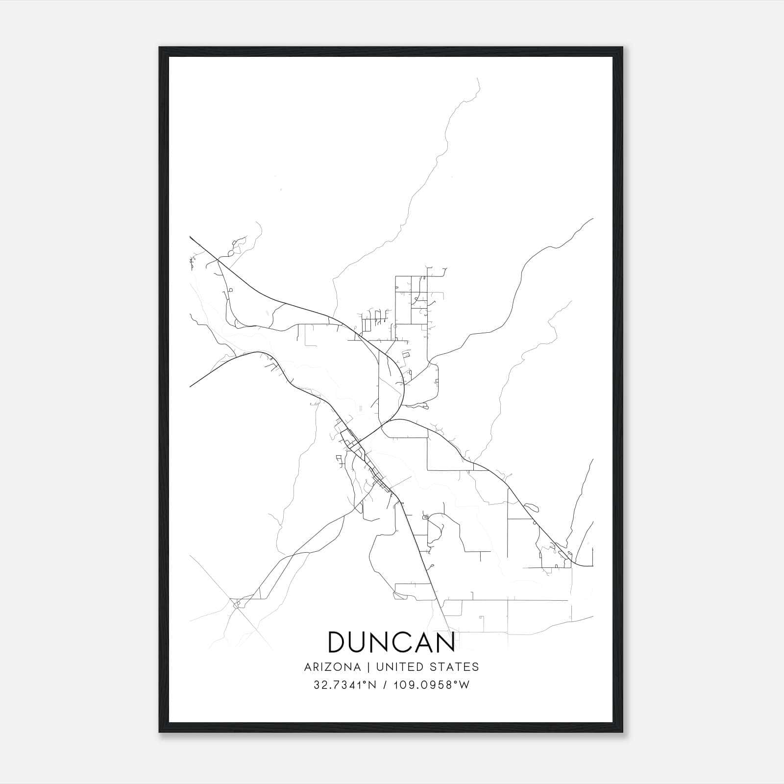 Duncan Arizona Map Poster, Modern Home Decor Wall Art Print Duncan Arizona Map Poster, Modern Home Decor Wall Art Print