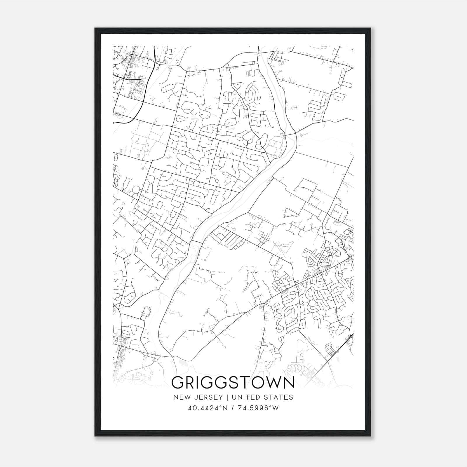 Griggstown New Jersey Map Poster, Modern Home Decor Wall Art Print Griggstown New Jersey Map Poster, Modern Home Decor Wall Art Print