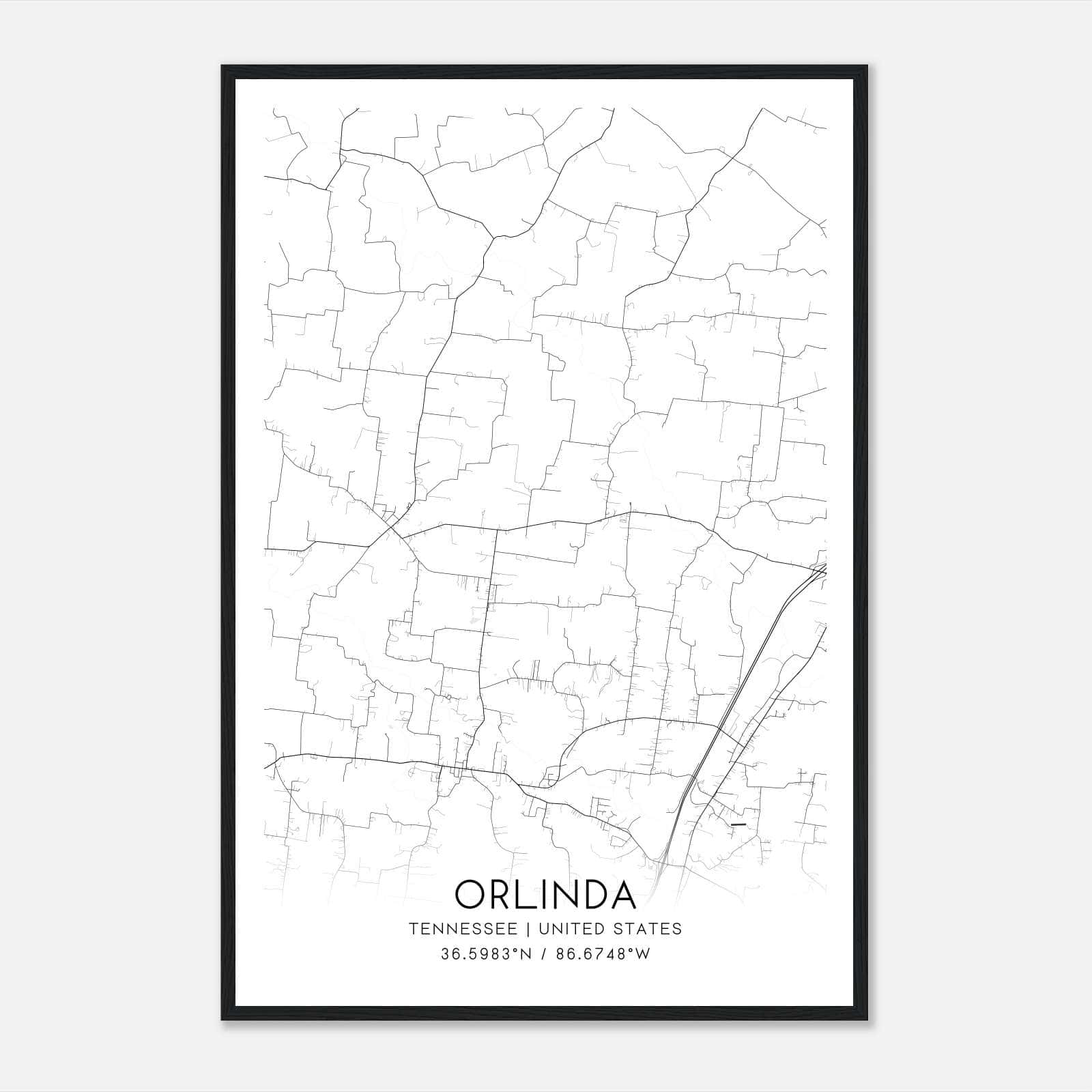 Orlinda Tennessee Map Poster, Modern Home Decor Wall Art Print Orlinda Tennessee Map Poster, Modern Home Decor Wall Art Print
