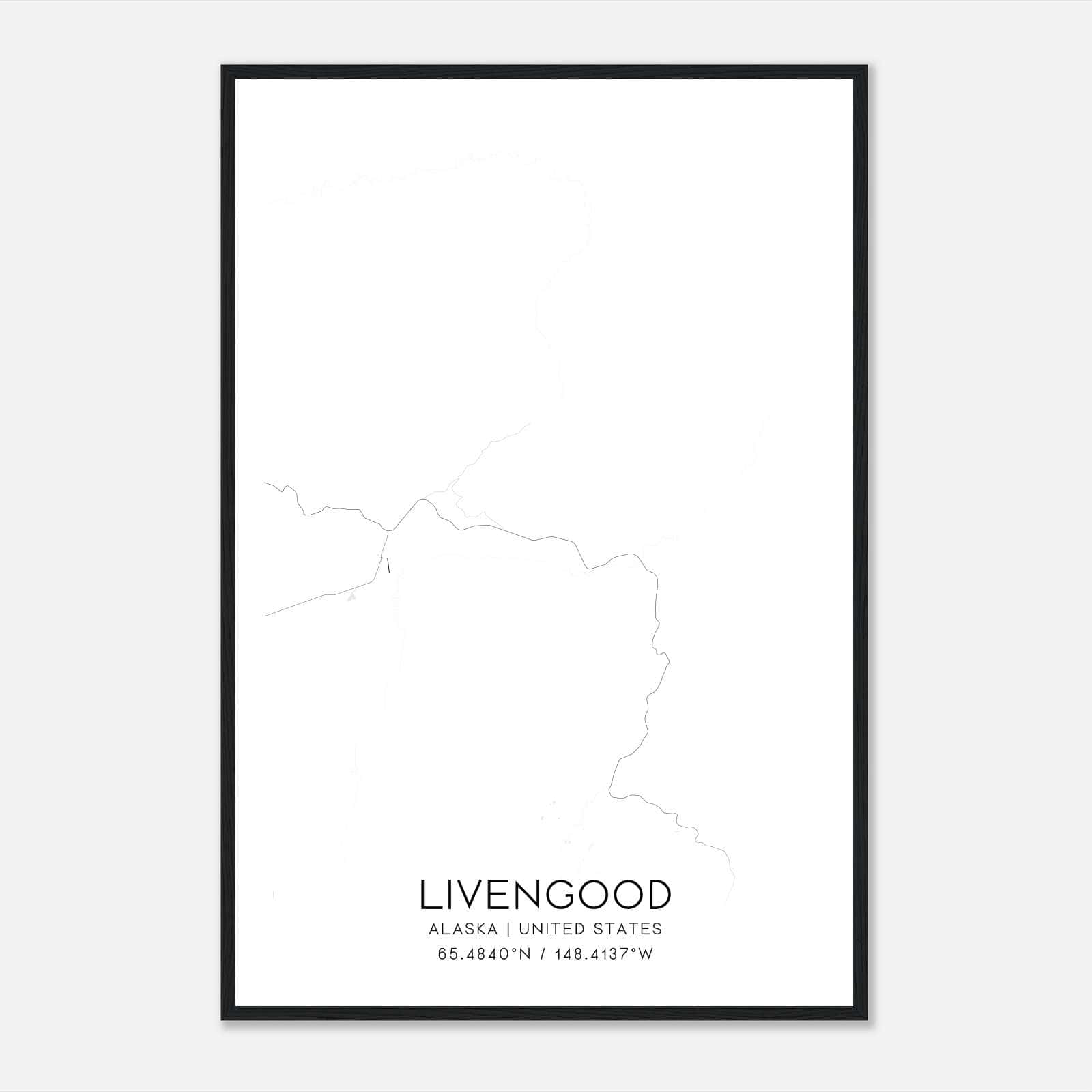 Livengood Alaska Map Poster, Modern Home Decor Wall Art Print Livengood Alaska Map Poster, Modern Home Decor Wall Art Print