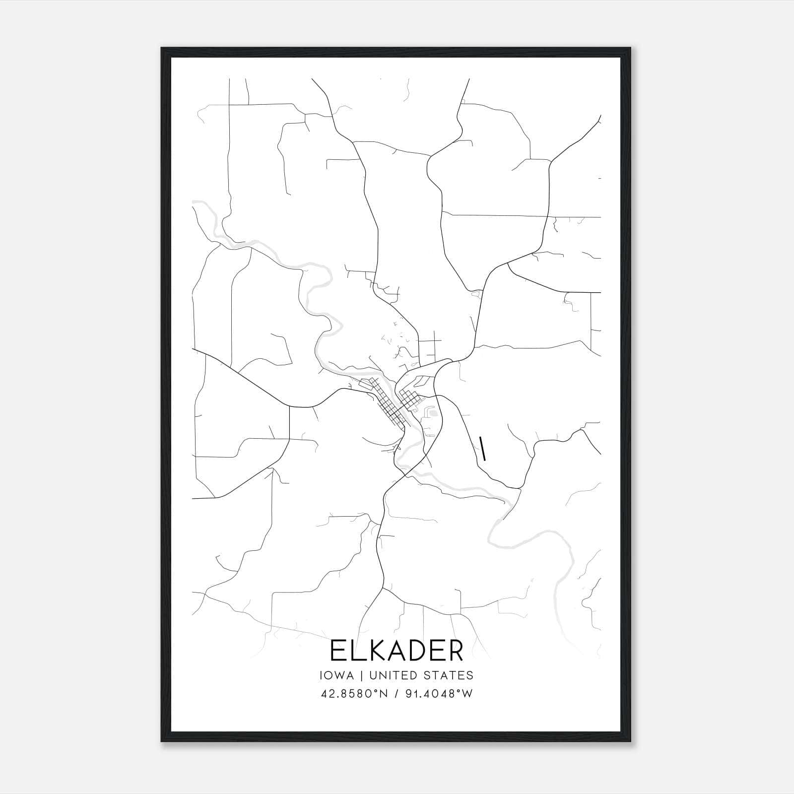 Elkader Iowa Map Poster, Modern Home Decor Wall Art Print Elkader Iowa Map Poster, Modern Home Decor Wall Art Print