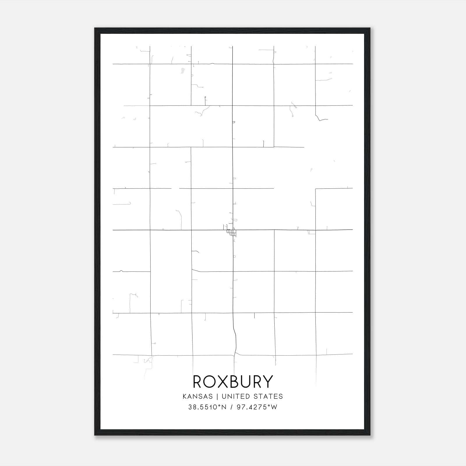 Roxbury Kansas Map Poster, Modern Home Decor Wall Art Print Roxbury Kansas Map Poster, Modern Home Decor Wall Art Print