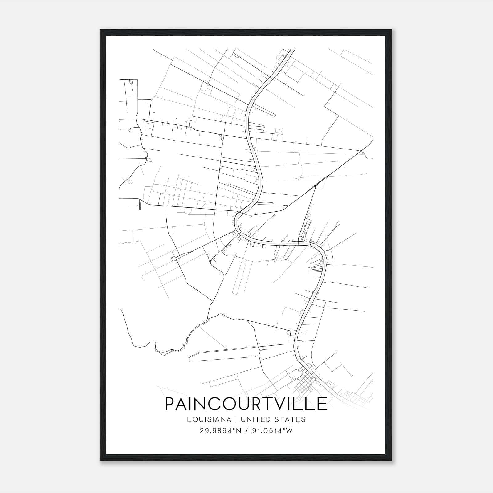 Paincourtville Louisiana Map Poster, Modern Home Decor Wall Art Print Paincourtville Louisiana Map Poster, Modern Home Decor Wall Art Print
