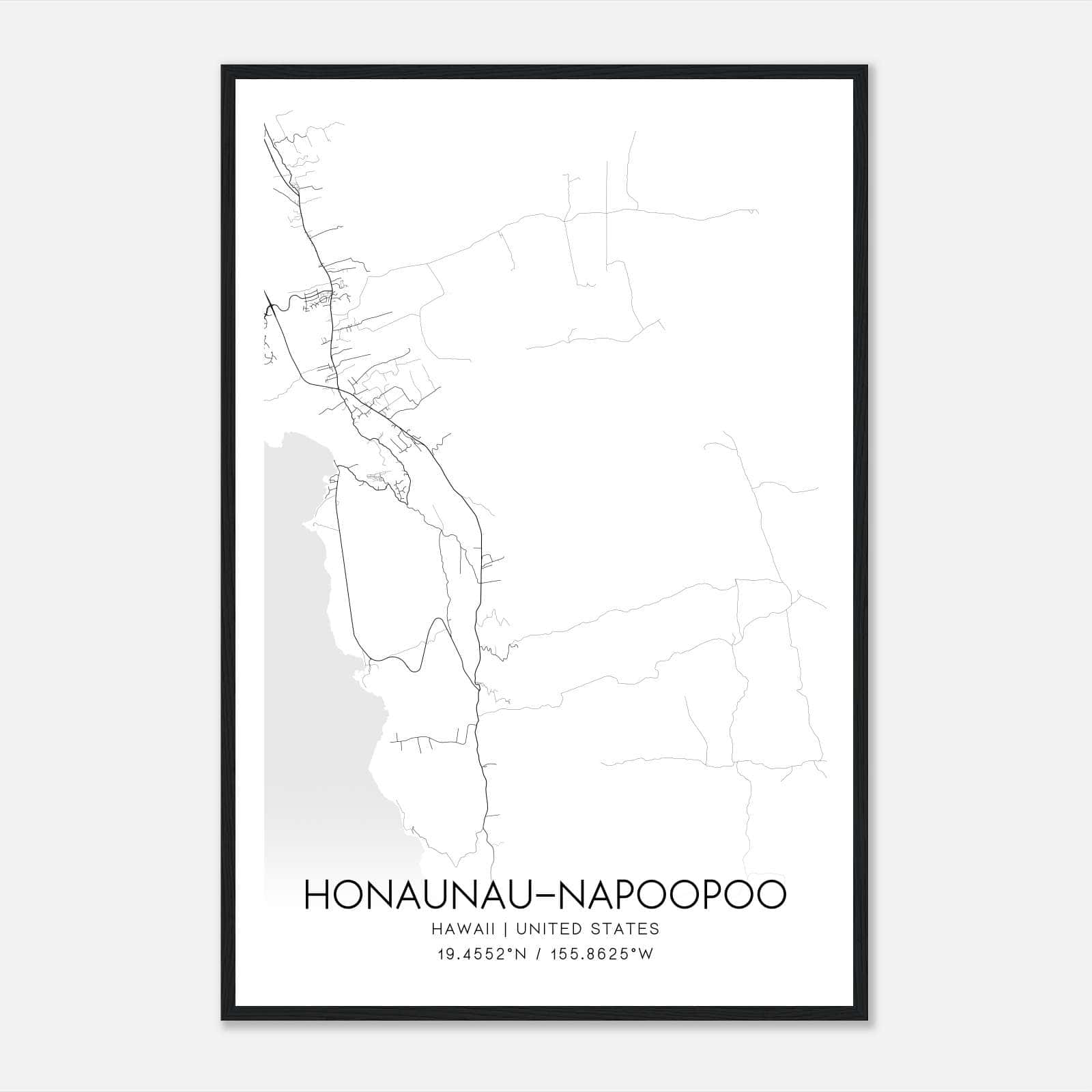Honaunau-Napoopoo Hawaii Map Poster, Modern Home Decor Wall Art Print Honaunau-Napoopoo Hawaii Map Poster, Modern Home Decor Wall Art Print