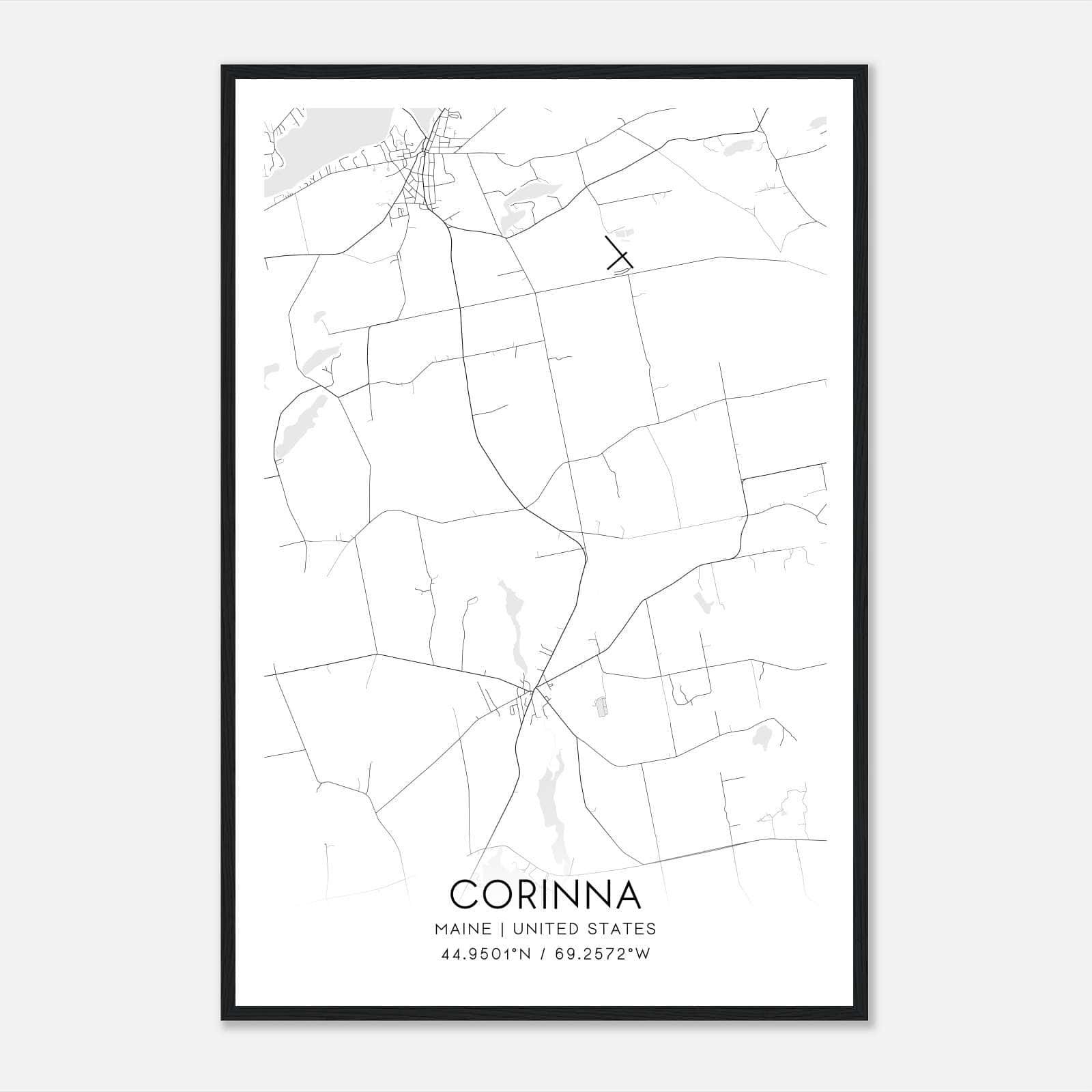 Corinna Maine Map Poster, Modern Home Decor Wall Art Print Corinna Maine Map Poster, Modern Home Decor Wall Art Print