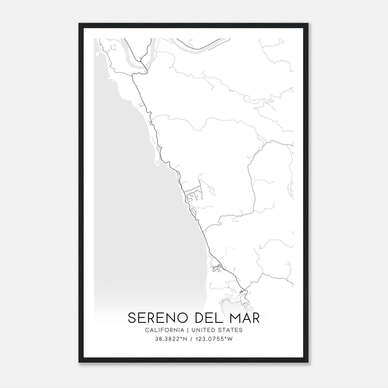 Sereno Del Mar California Map Poster, Modern Home Decor Wall Art Print Sereno Del Mar California Map Poster, Modern Home Decor Wall Art Print