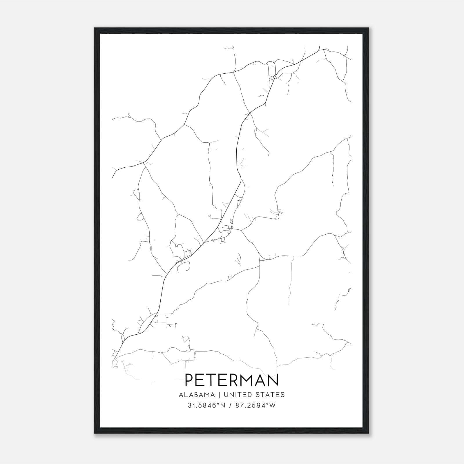 Peterman Alabama Map Poster, Modern Home Decor Wall Art Print Peterman Alabama Map Poster, Modern Home Decor Wall Art Print