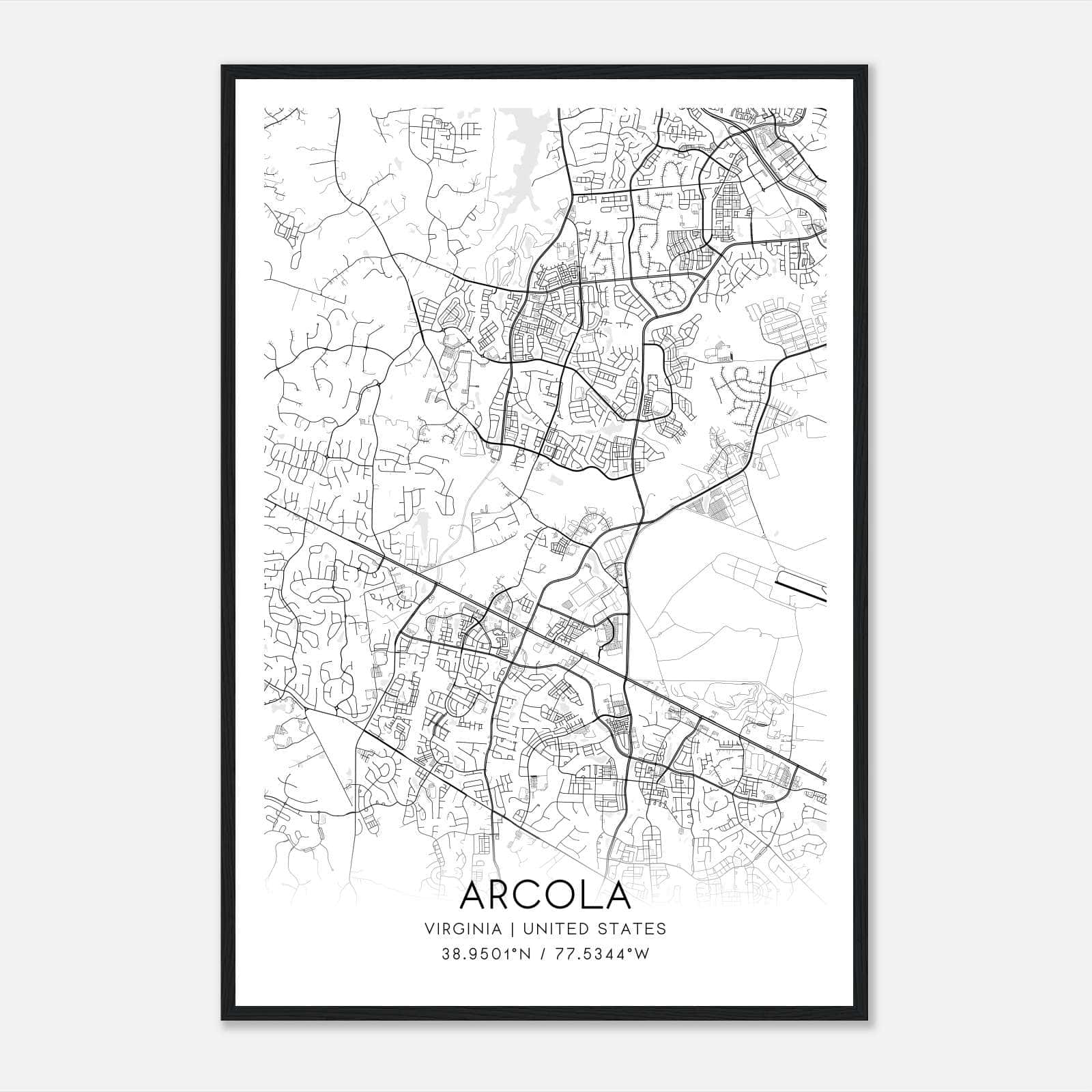 Arcola Virginia Map Poster, Modern Home Decor Wall Art Print Arcola Virginia Map Poster, Modern Home Decor Wall Art Print