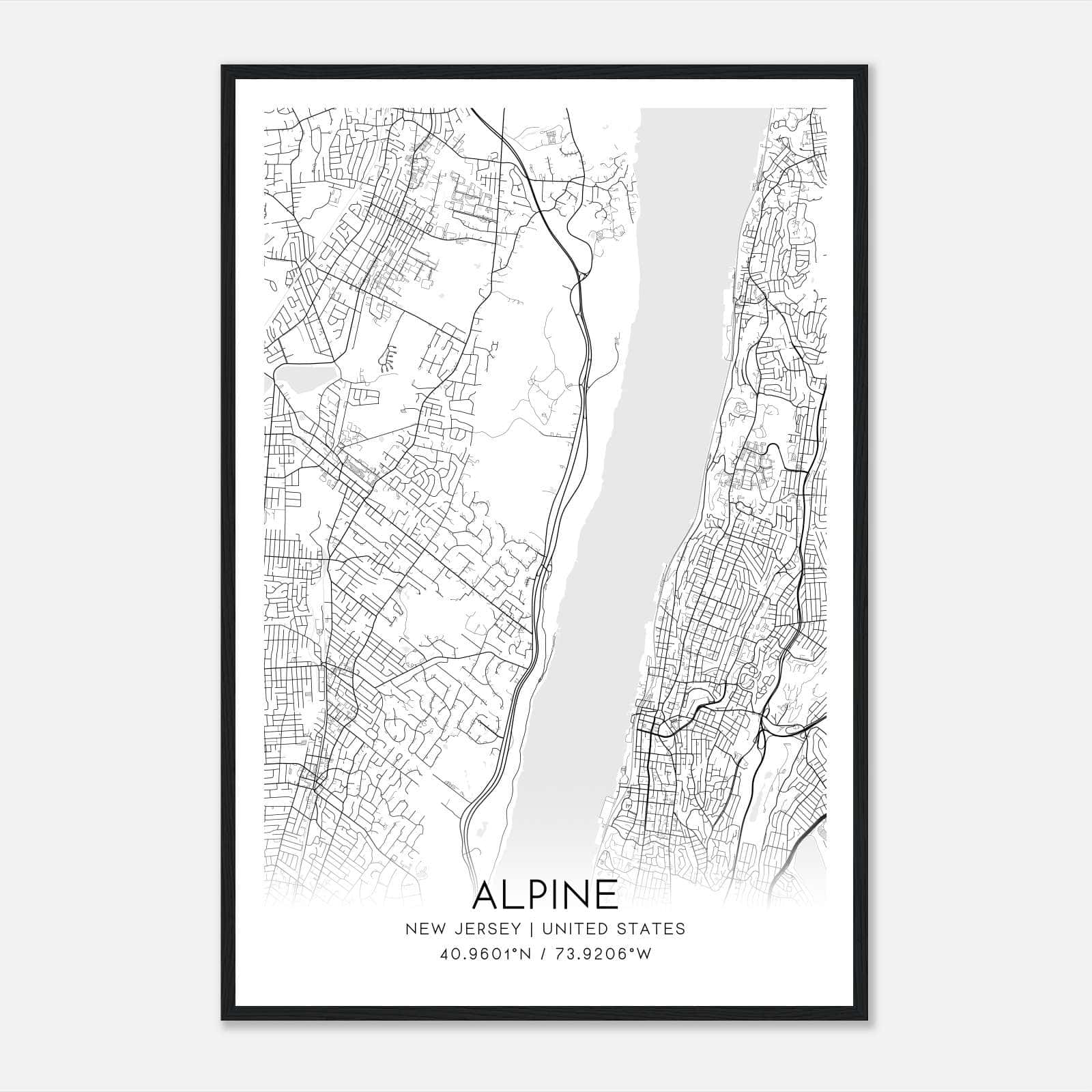 Alpine New Jersey Map Poster, Modern Home Decor Wall Art Print Alpine New Jersey Map Poster, Modern Home Decor Wall Art Print