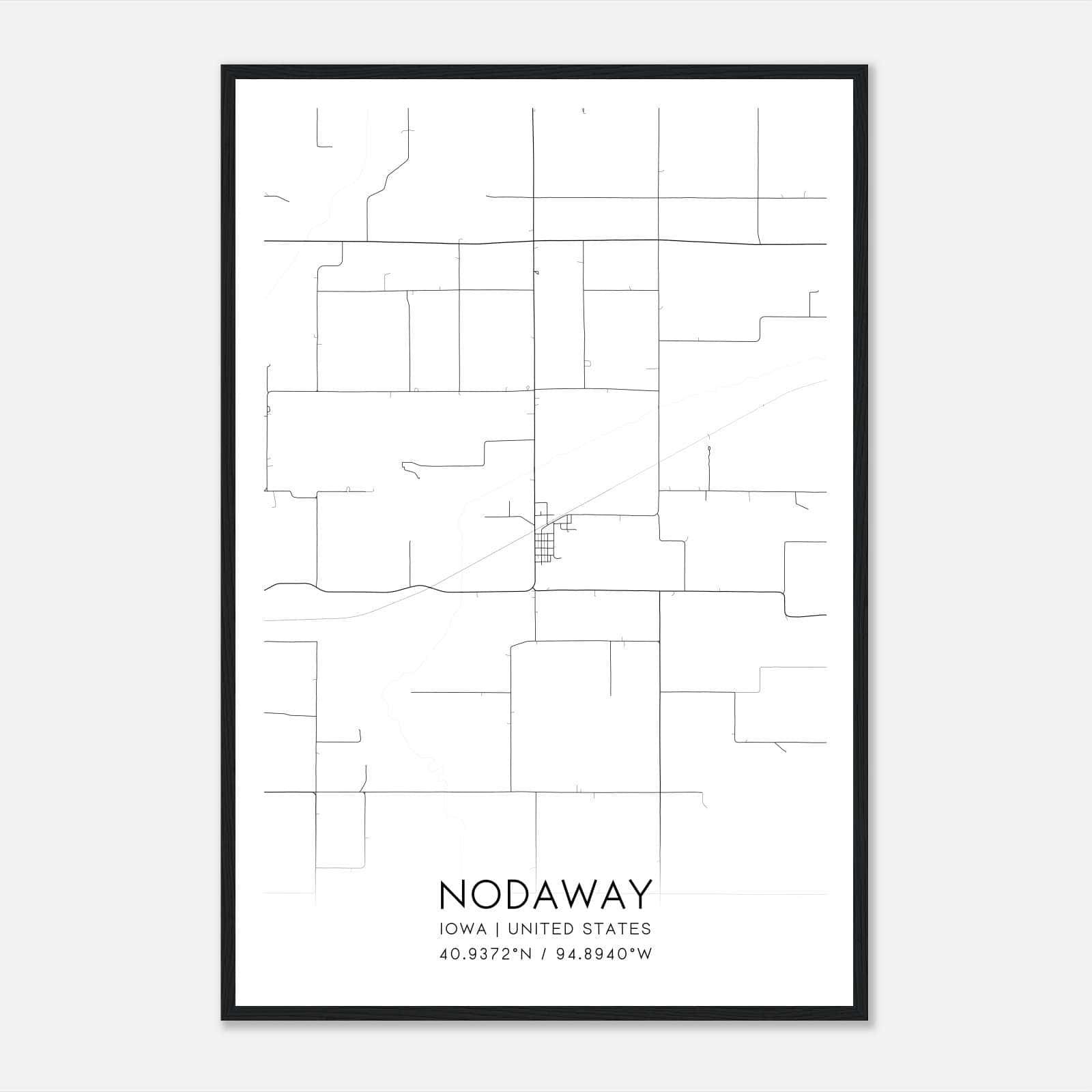 Nodaway Iowa Map Poster, Modern Home Decor Wall Art Print Nodaway Iowa Map Poster, Modern Home Decor Wall Art Print