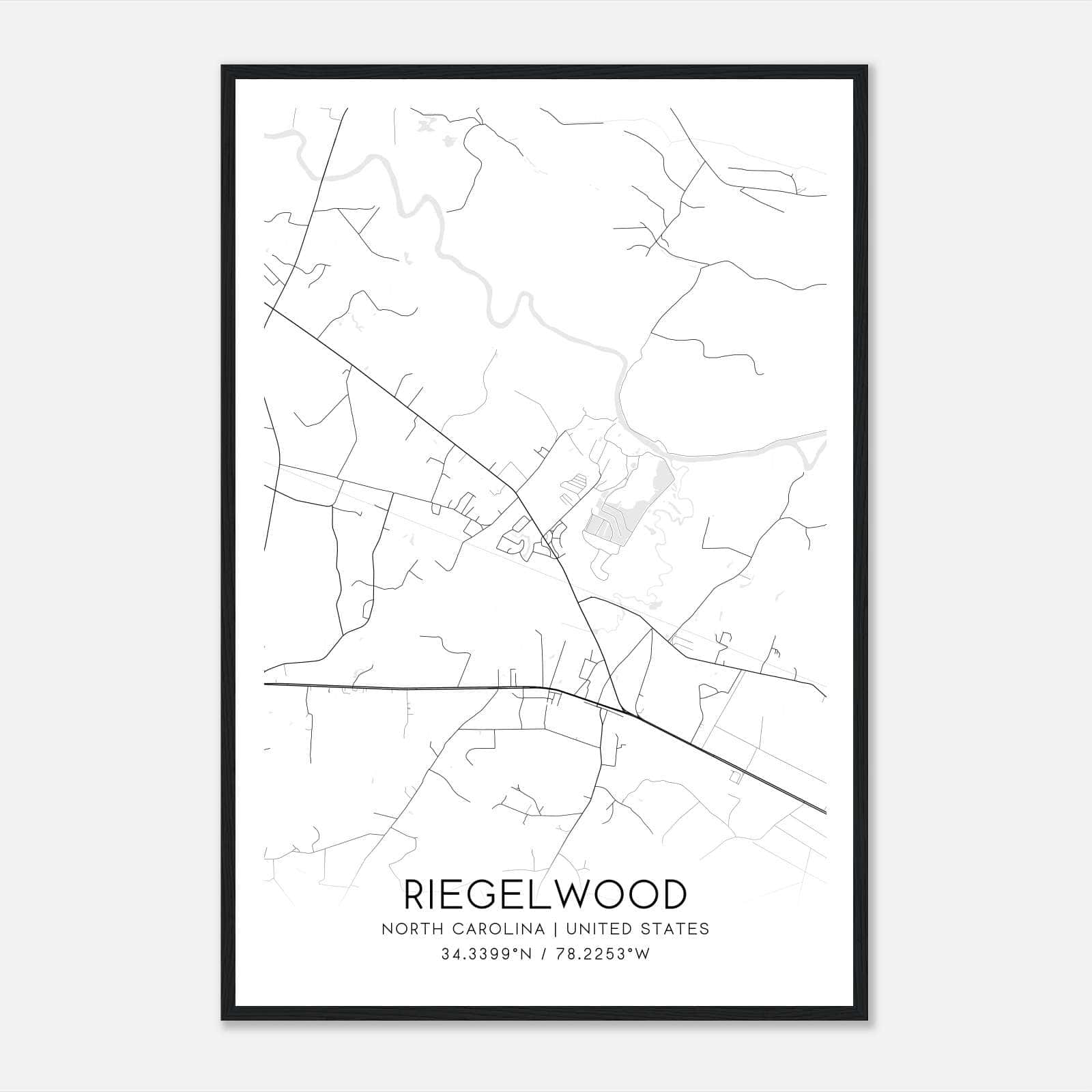 Riegelwood North Carolina Map Poster, Modern Home Decor Wall Art Print Riegelwood North Carolina Map Poster, Modern Home Decor Wall Art Print